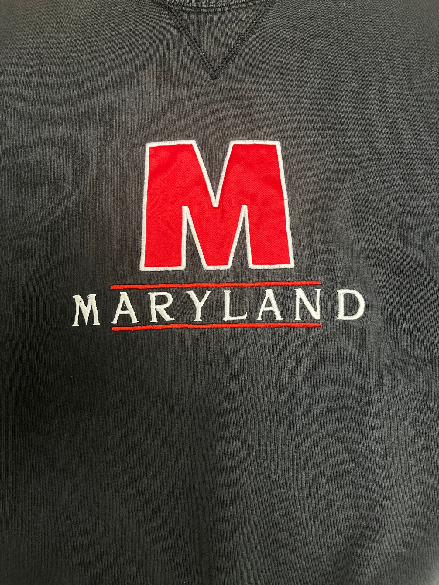 Maryland Terrapins Graphic Crewneck | Size X-Large | Vintage 1990s College Black Sweater |