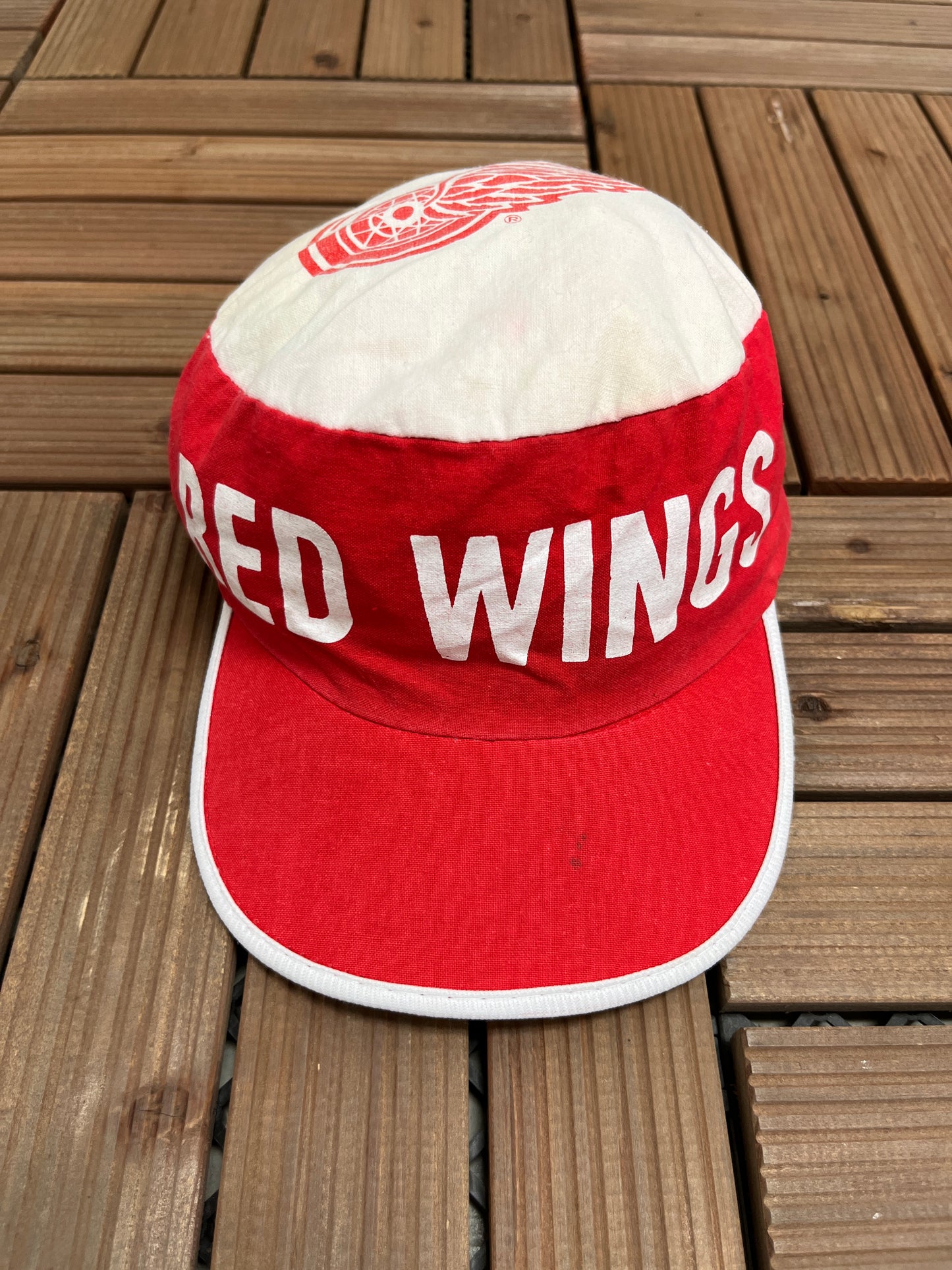 Detroit Red Wings Graphic Hat | One Size Fits All | Vintage 1980s NHL Hockey Red Cap |