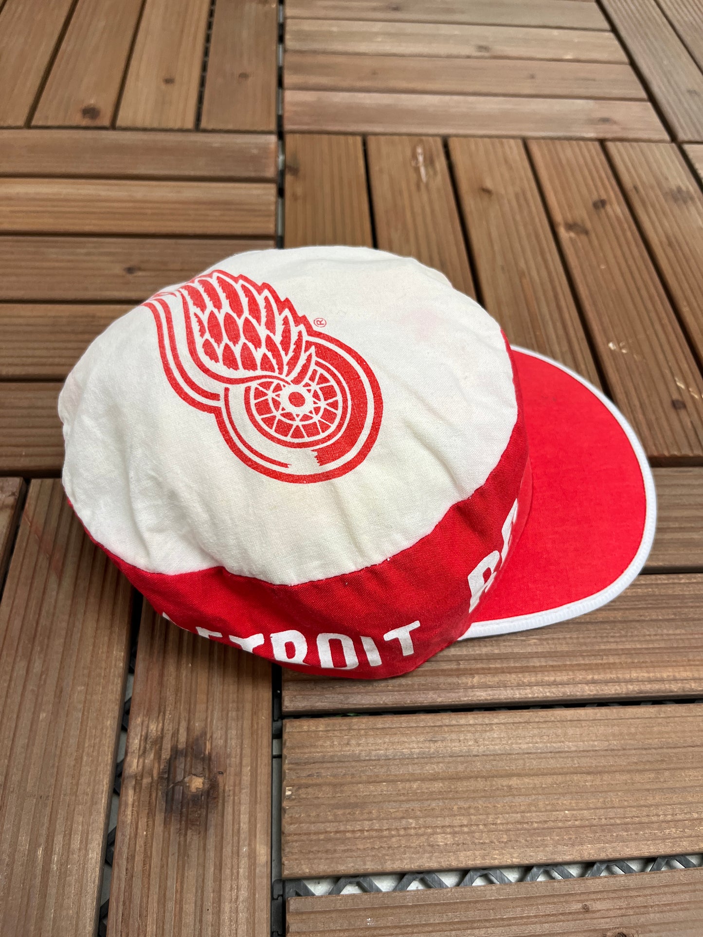 Detroit Red Wings Graphic Hat | One Size Fits All | Vintage 1980s NHL Hockey Red Cap |