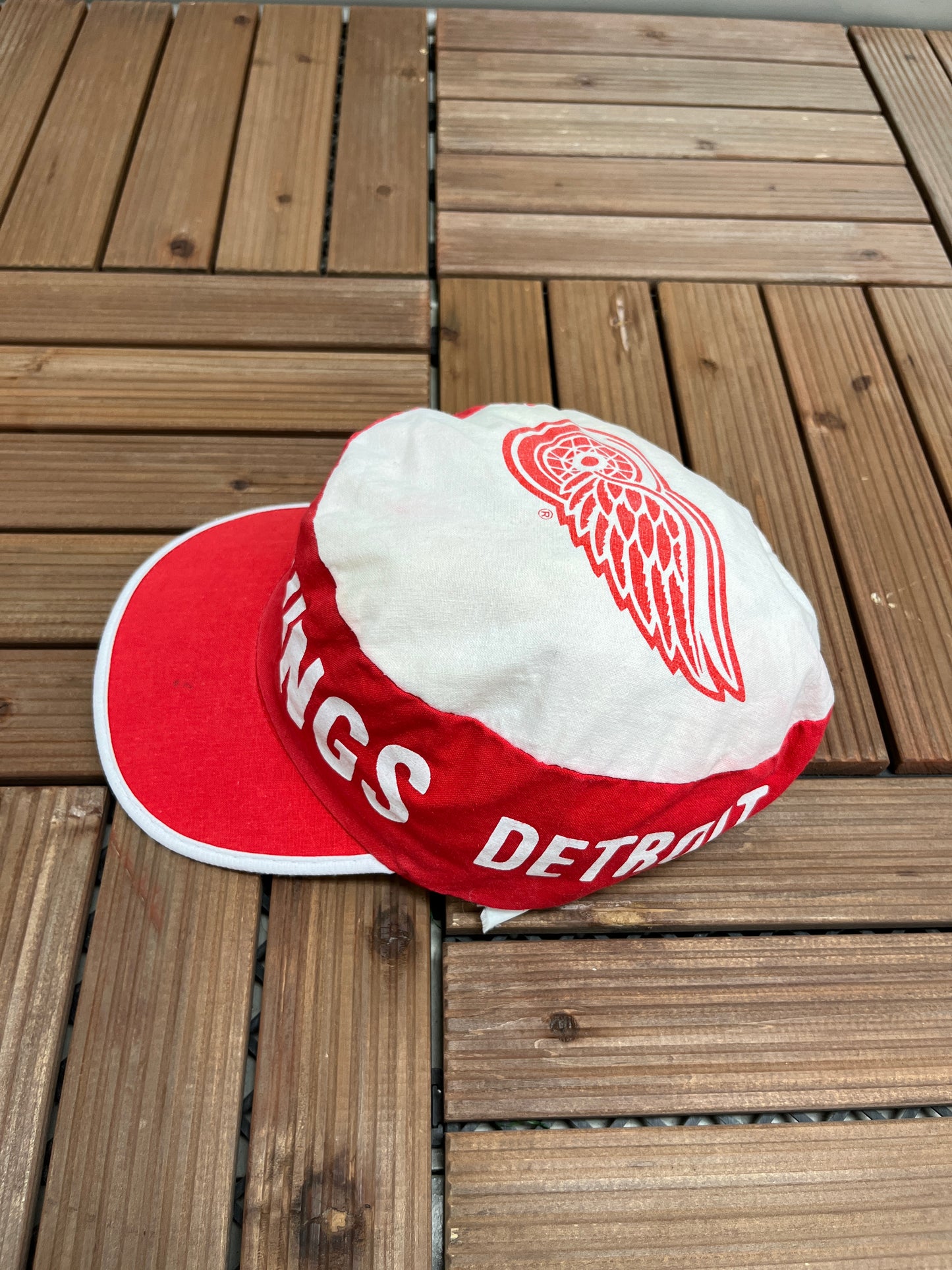 Detroit Red Wings Graphic Hat | One Size Fits All | Vintage 1980s NHL Hockey Red Cap |
