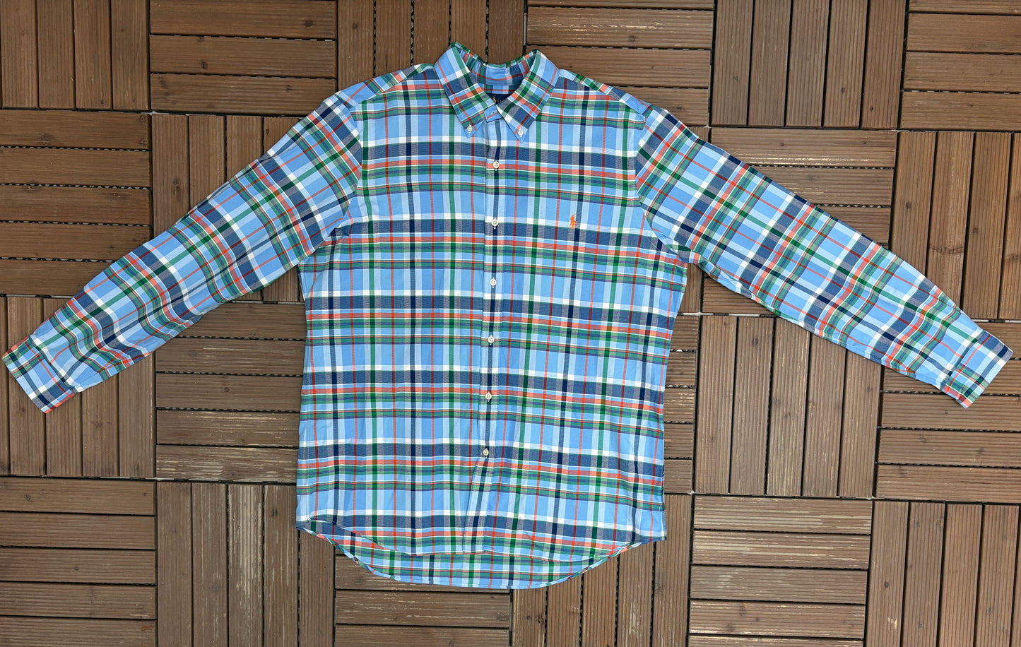 Ralph Lauren Plaid Button Down Shirt | Size X-Large | Branded Blue Button Down Collared Shirt |