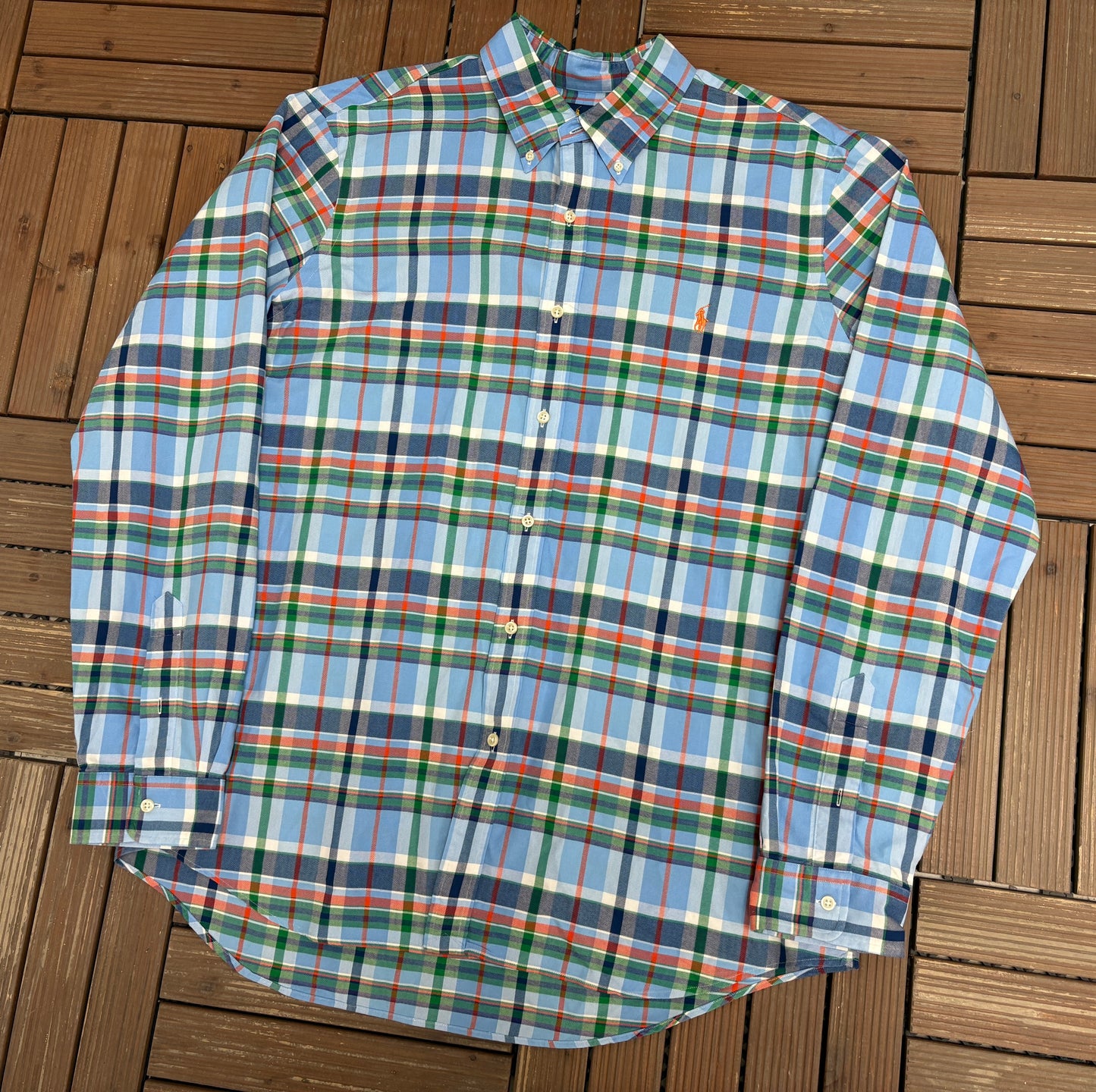 Ralph Lauren Plaid Button Down Shirt | Size X-Large | Branded Blue Button Down Collared Shirt |