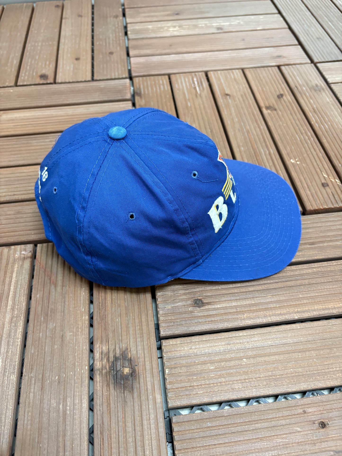 St. Louis Blues Brett Hull Graphic Hat | Snap Back | Vintage 1990s Ted Fletcher NHL Hockey Blue Cap |