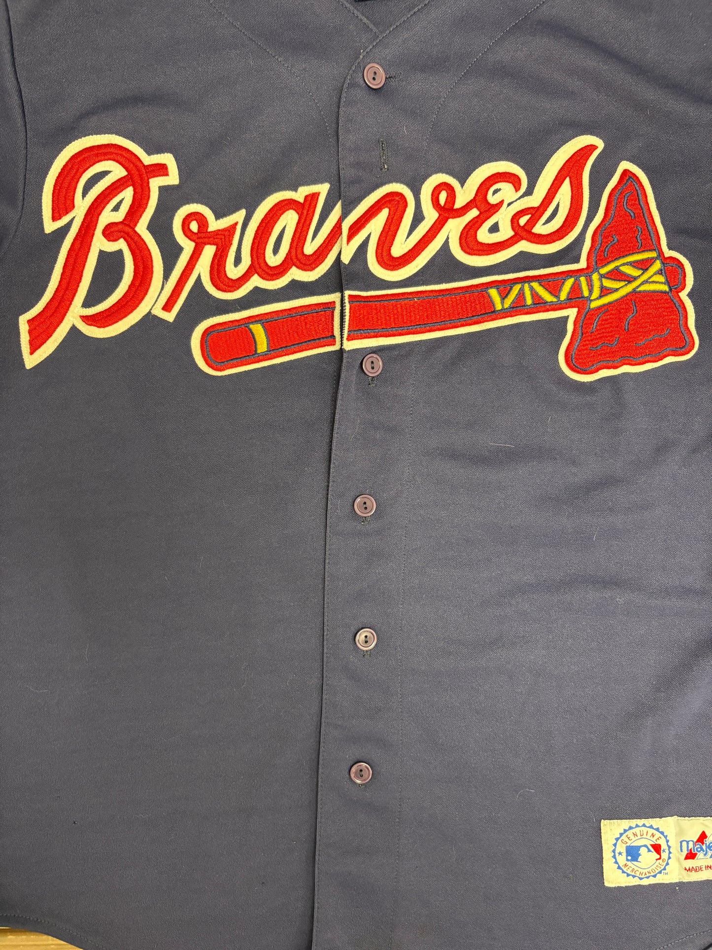 Atlanta Braves David Justice Baseball Jersey | Size Medium | Vintage 1990s MLB Baseball Blue Jersey |