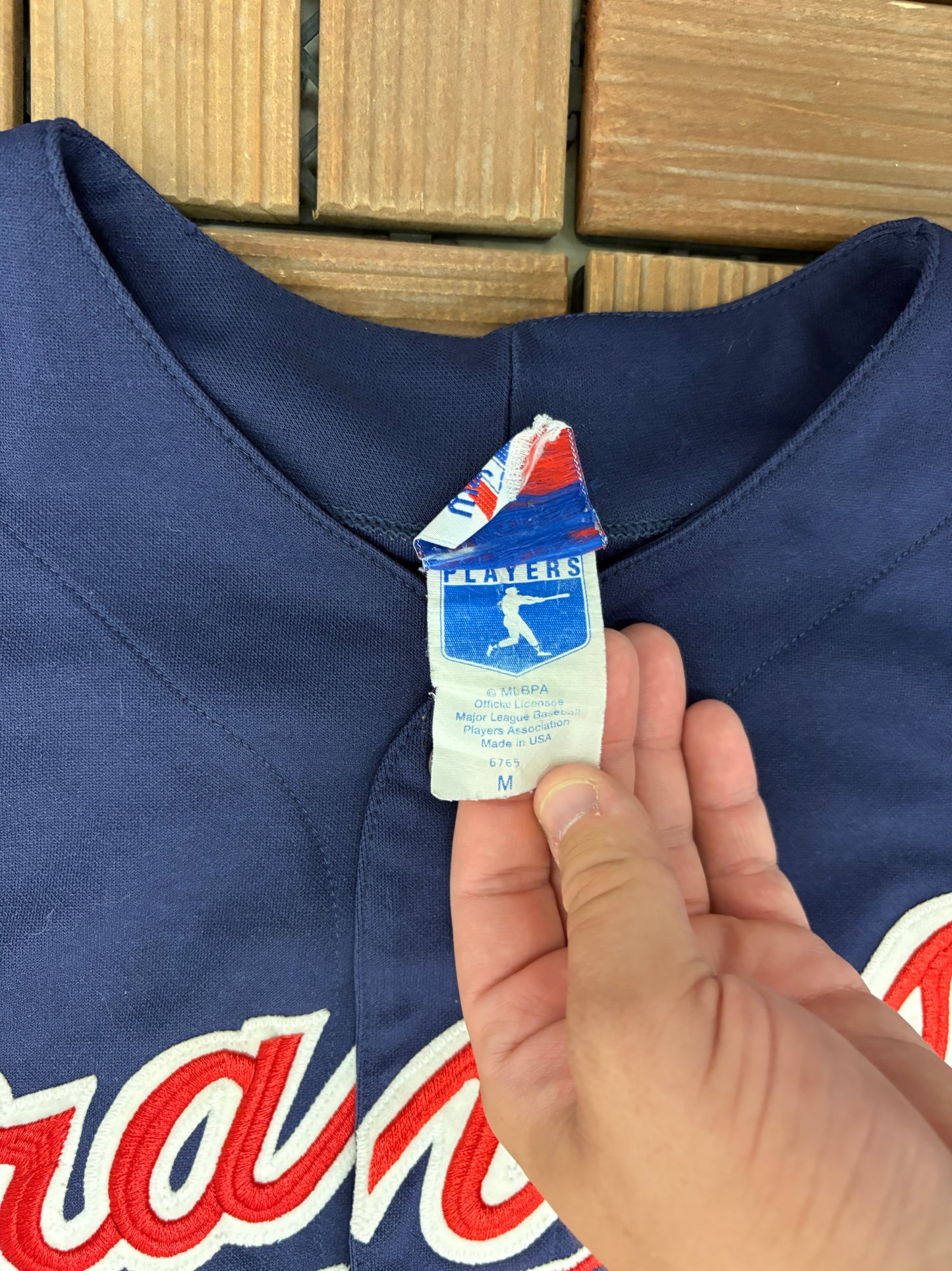 Atlanta Braves David Justice Baseball Jersey | Size Medium | Vintage 1990s MLB Baseball Blue Jersey |