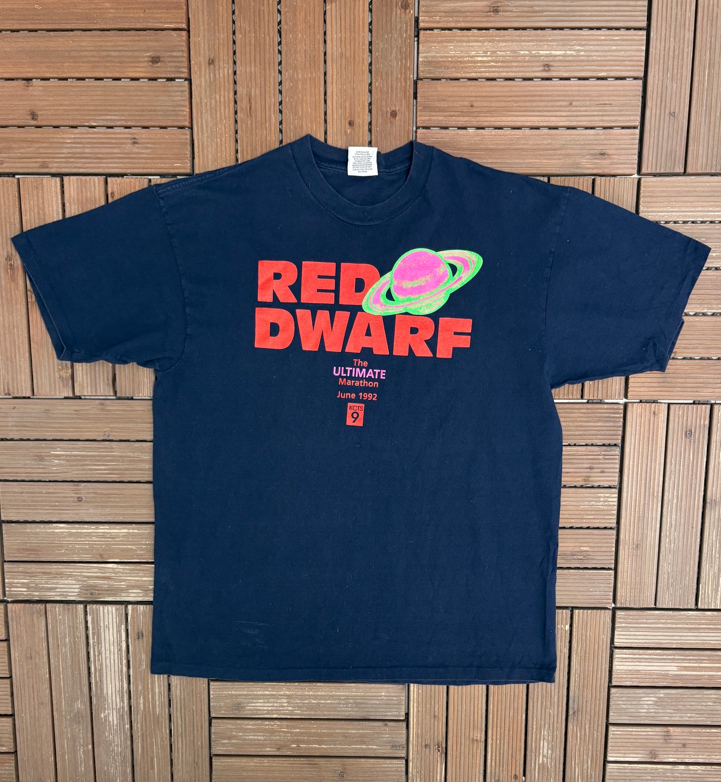 Red Dwarf The Ultimate Marathon Graphic Tee | Size X-Large | Vintage 1990s Television Series Blue T-Shirt |