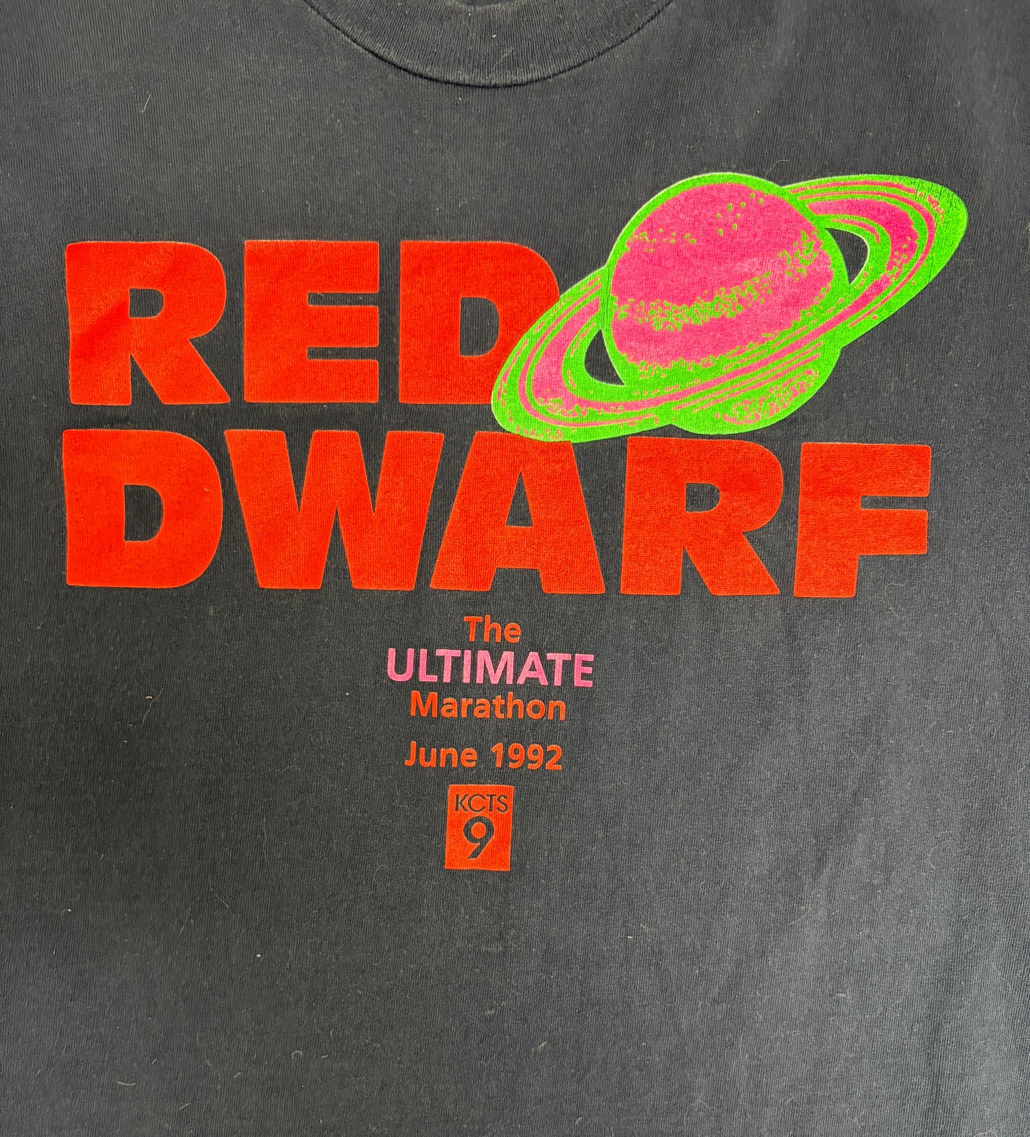 Red Dwarf The Ultimate Marathon Graphic Tee | Size X-Large | Vintage 1990s Television Series Blue T-Shirt |