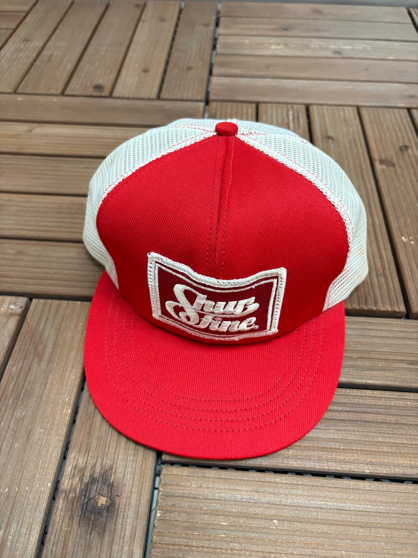 Shurfine Groceries Graphic Hat | Snap Back | Vintage 1990s Red Trucker Cap |