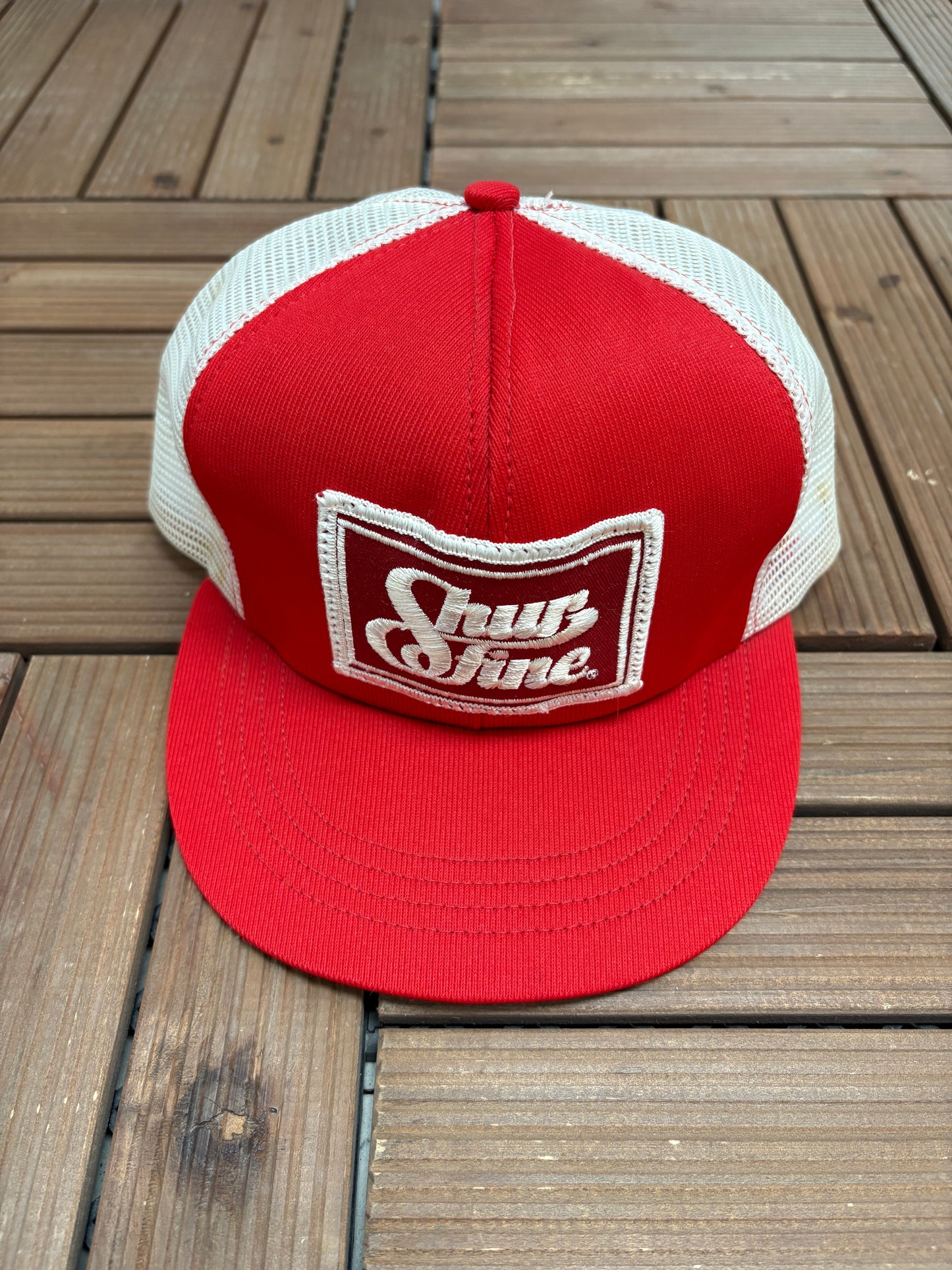 Shurfine Groceries Graphic Hat | Snap Back | Vintage 1990s Red Trucker Cap |