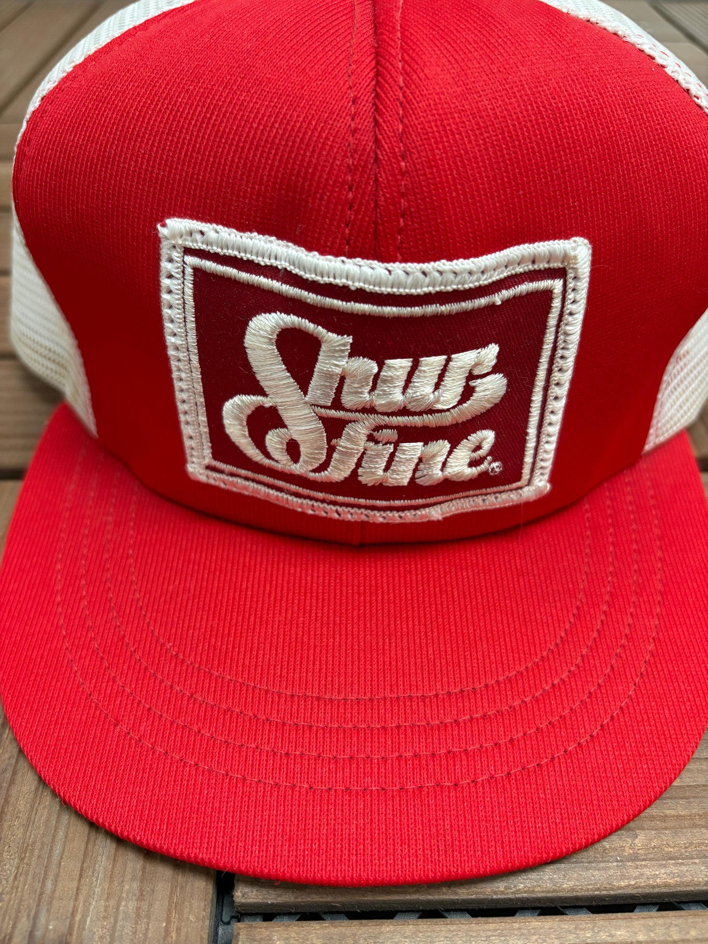 Shurfine Groceries Graphic Hat | Snap Back | Vintage 1990s Red Trucker Cap |