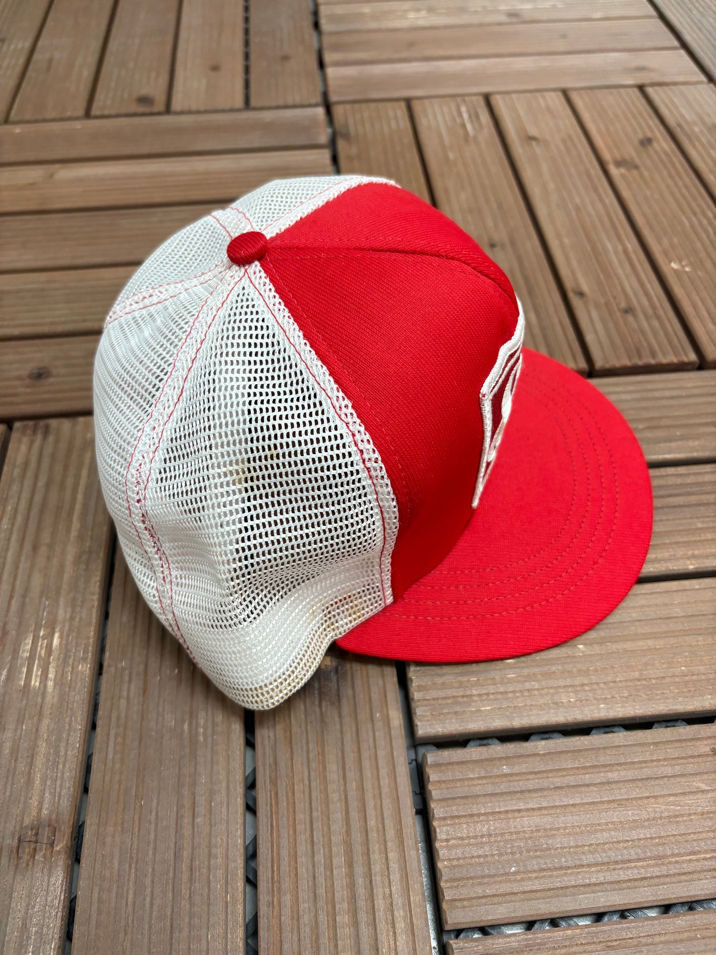 Shurfine Groceries Graphic Hat | Snap Back | Vintage 1990s Red Trucker Cap |