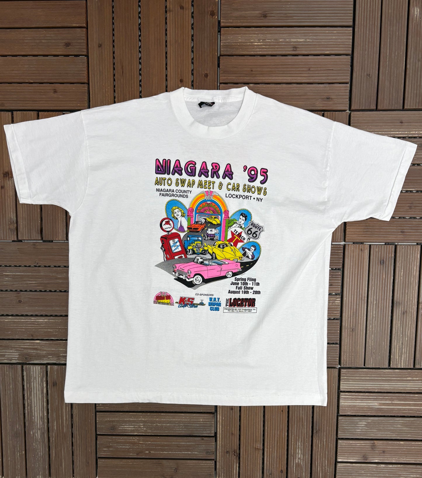 Niagara '95 Auto Swap & Car Shows Graphic Tee | Size XX-Large | Vintage 1990s Car Show White T-Shirt |