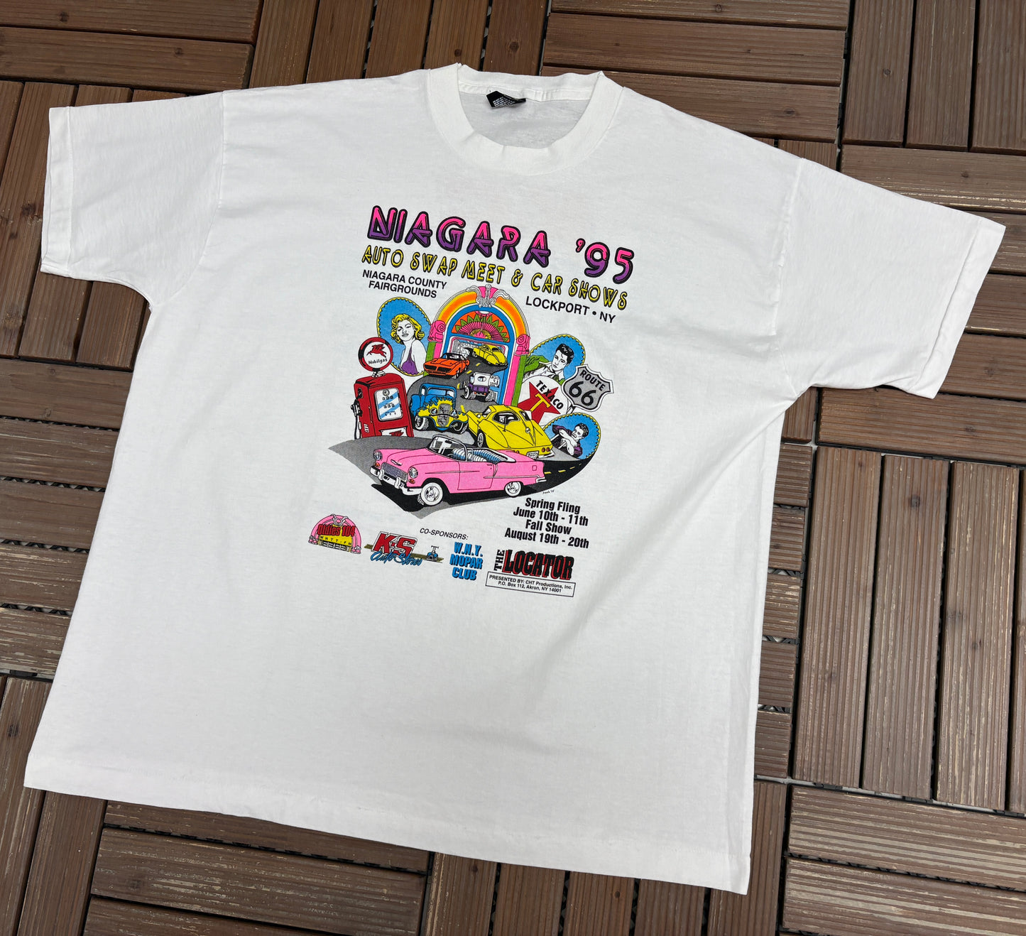 Niagara '95 Auto Swap & Car Shows Graphic Tee | Size XX-Large | Vintage 1990s Car Show White T-Shirt |