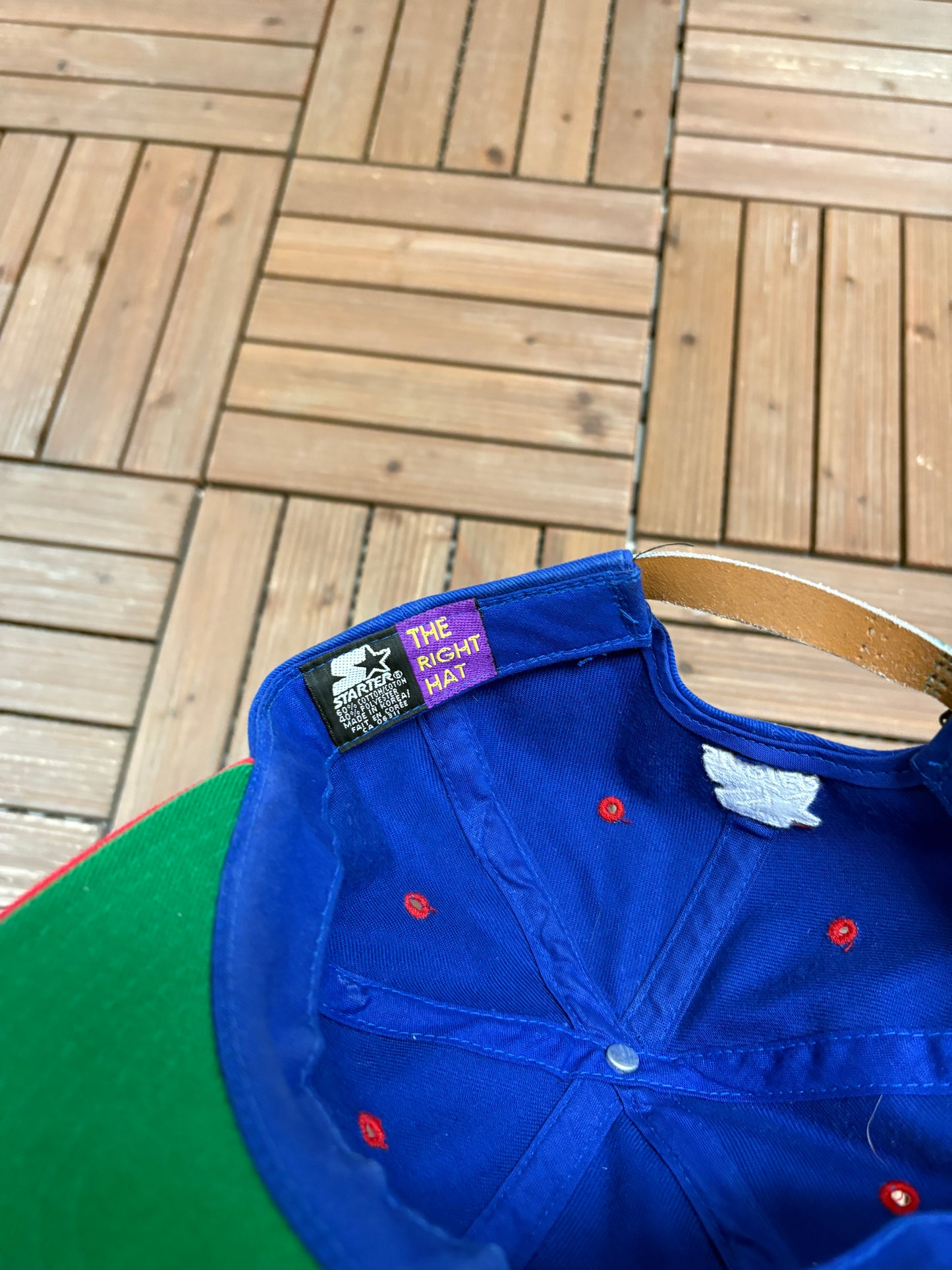 Kansas Jayhawks Embroidered Graphic Hat | Metal Clasp | Vintage 1990s Starter Blue Cap |