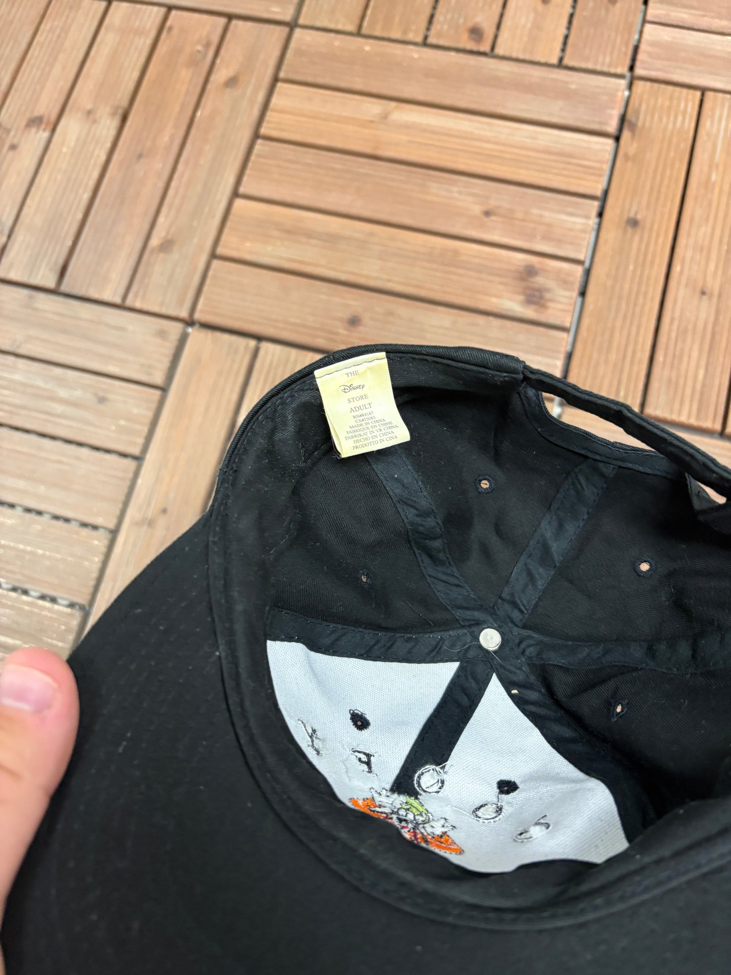 Goofy Embroidered Graphic Hat | Metal Clasp | Vintage 1990s Disney Promotional Black Cap |