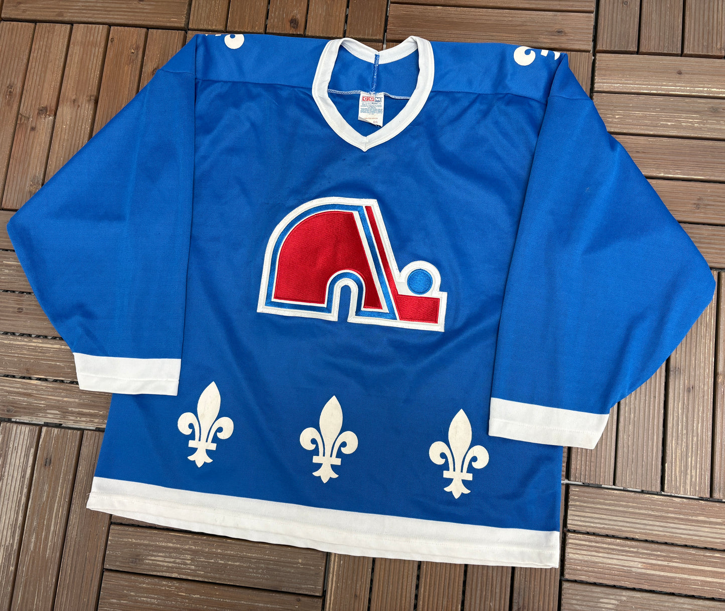 Quebec Nordiques Hockey Jersey | Size Large | Vintage 1990s NHL Hockey Blue Jersey |