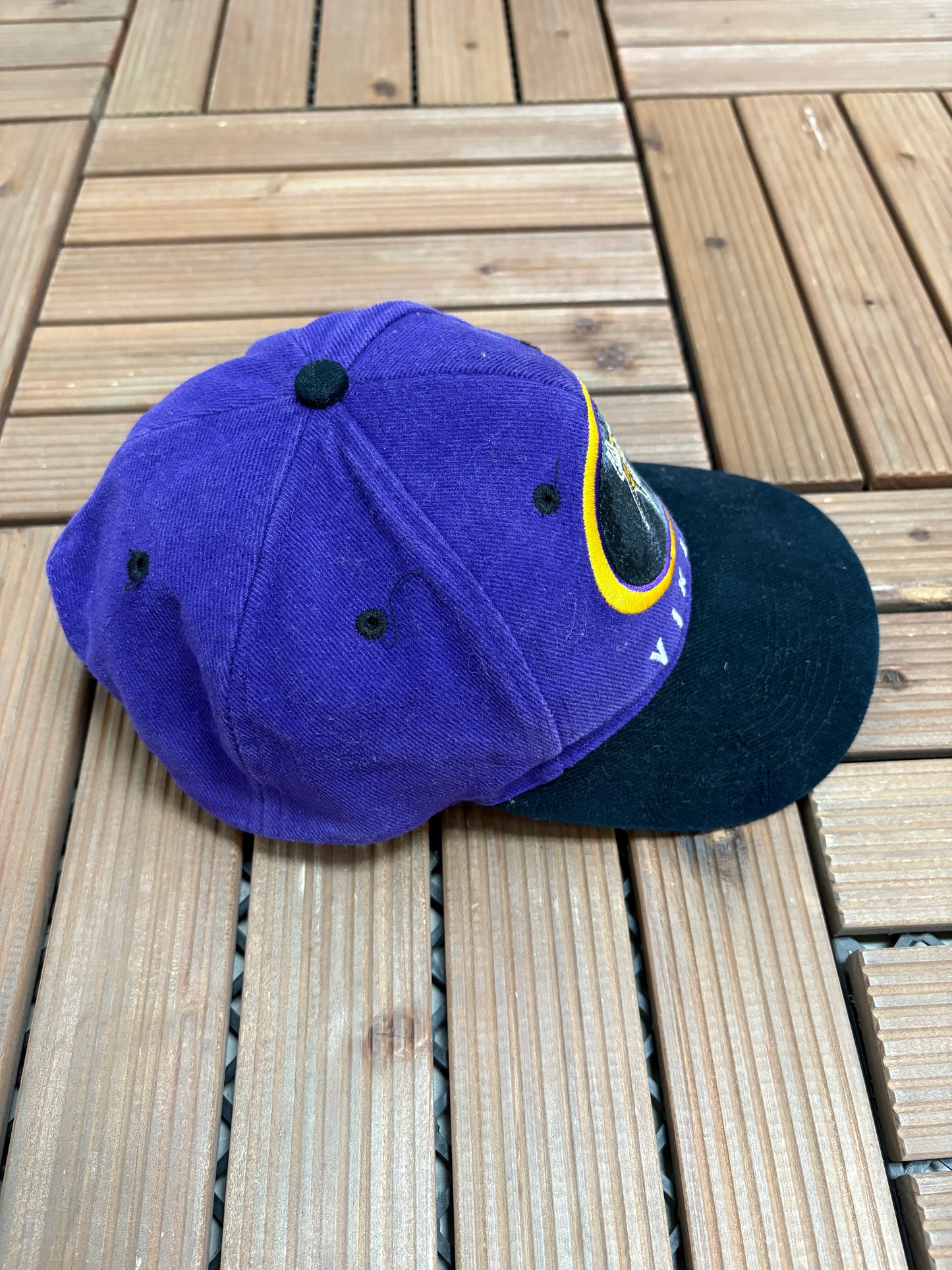 Minnesota Vikings Graphic Hat | Snap Back | Vintage 1990s NFL Football Purple Cap |