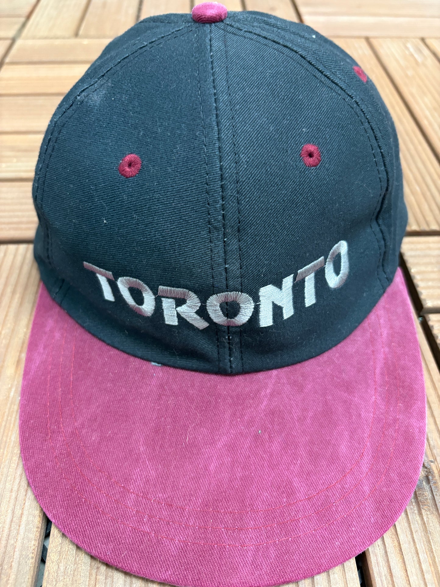 Toronto Spell Out Embroidered Graphic Hat | Metal Clasp | Vintage 1990s Tourist Blue Cap |