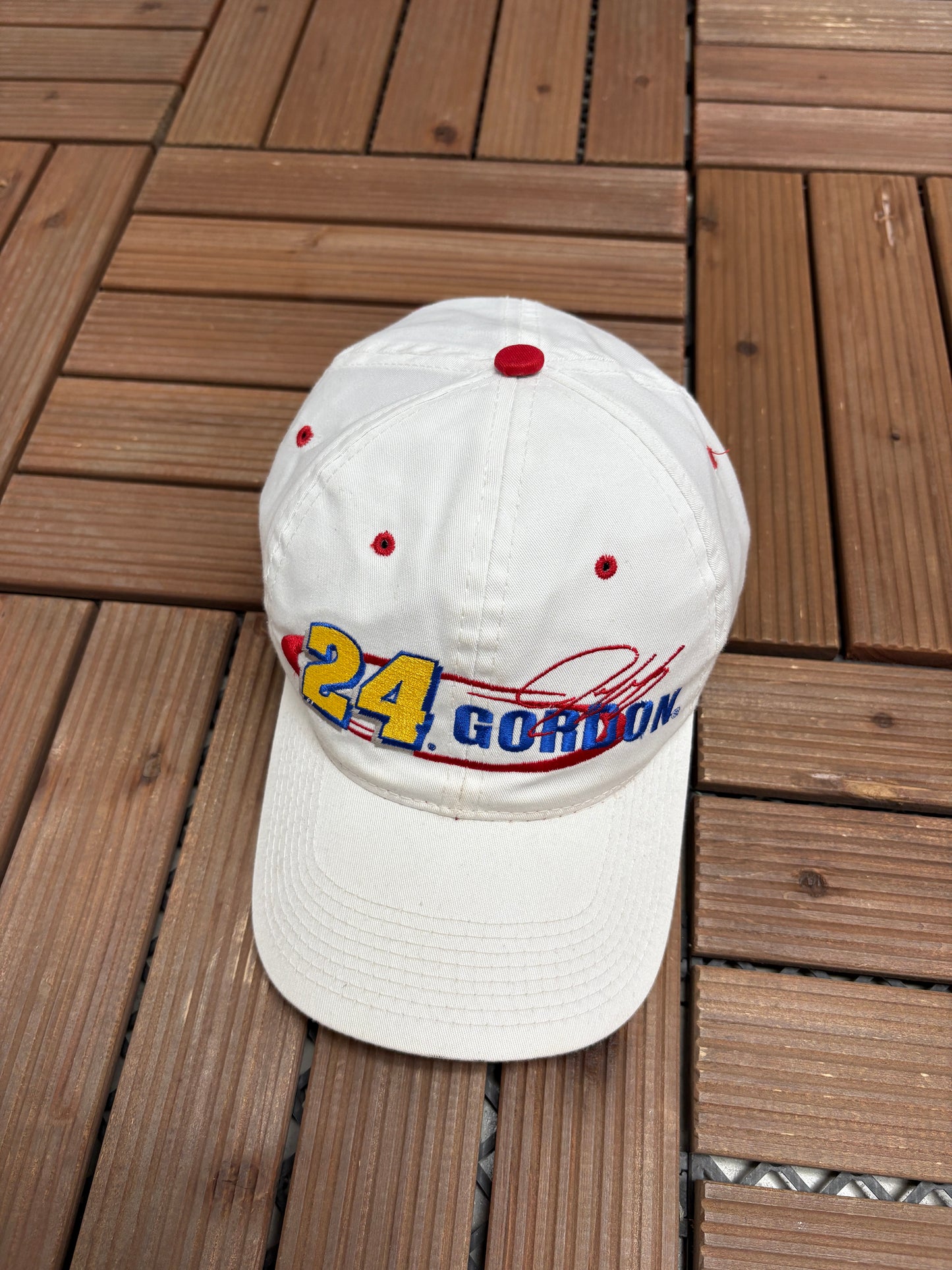 Jeff Gordon NASCAR Graphic Hat | Snap Back | Vintage 2000s Racing White Cap |