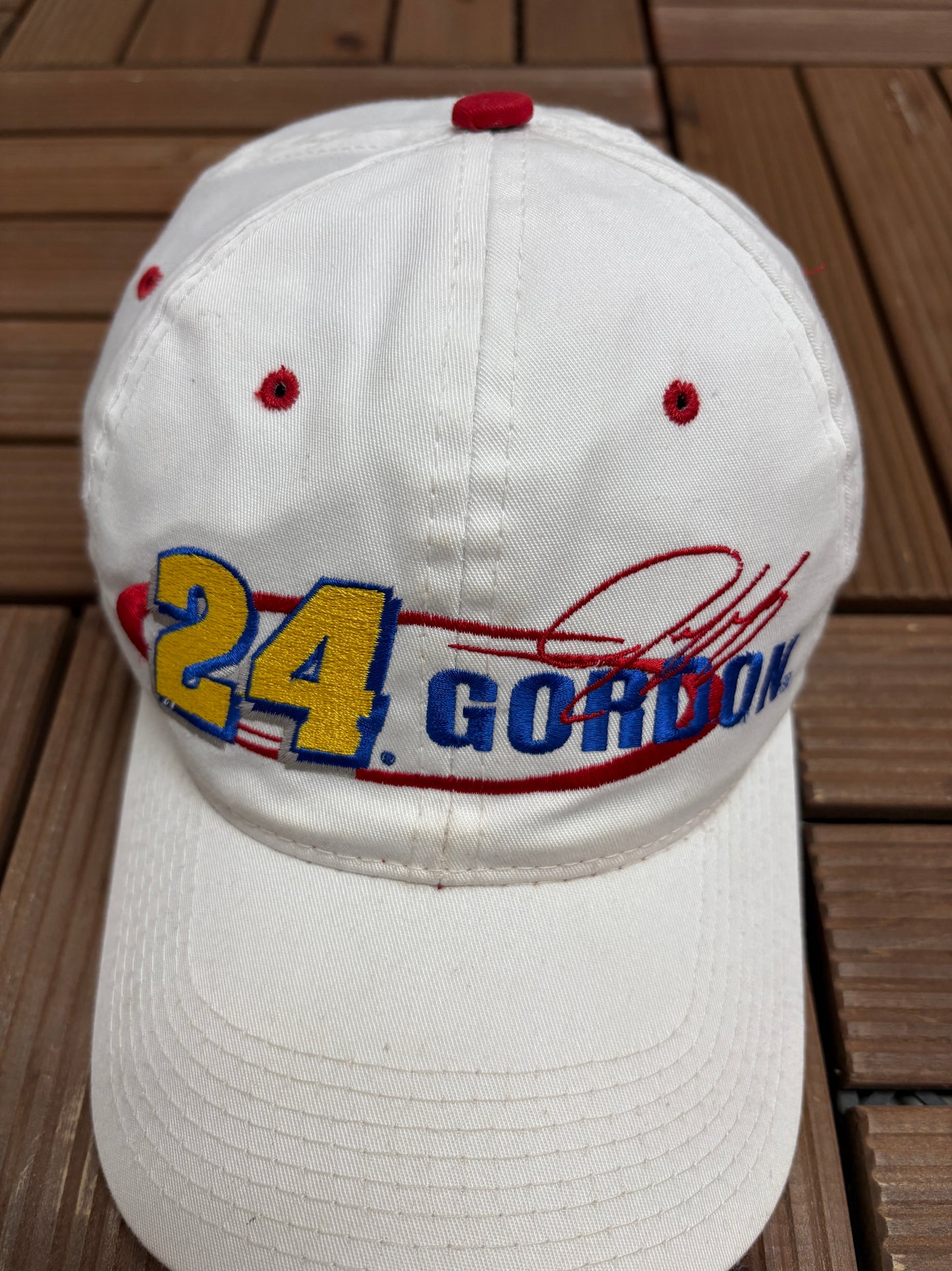 Jeff Gordon NASCAR Graphic Hat | Snap Back | Vintage 2000s Racing White Cap |