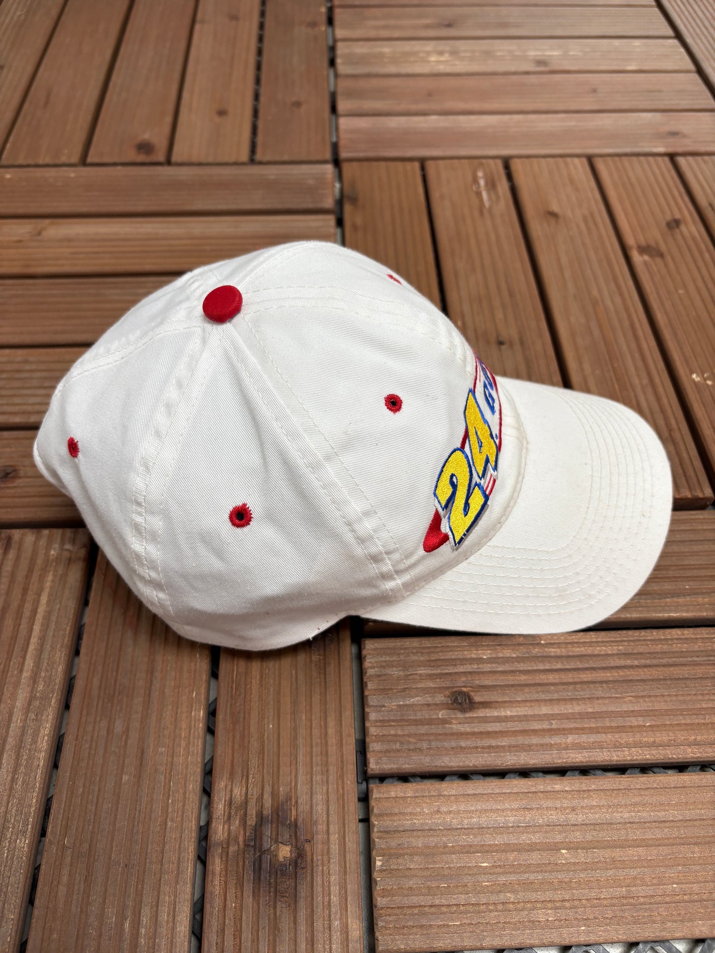 Jeff Gordon NASCAR Graphic Hat | Snap Back | Vintage 2000s Racing White Cap |