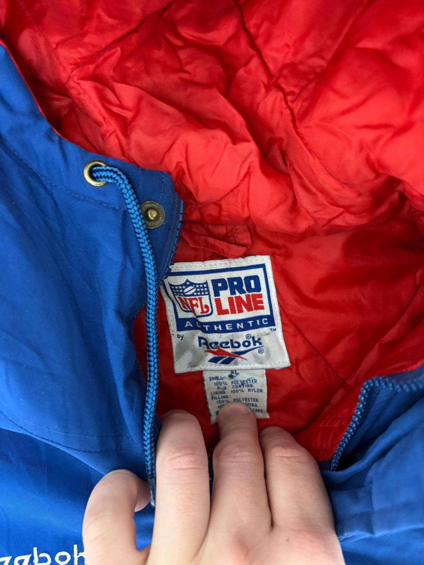 New England Patriots Puffer Jacket | Size X-Large | Vintage 1990s NFL Football Blue Reebok Jacket |