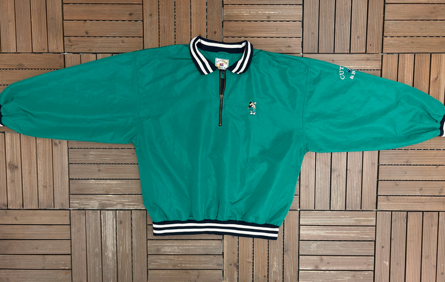 Mickey Mouse Golfing Embroidered Graphic Windbreaker | Size XX-Large | Vintage 1990s Promotional Green Jacket |