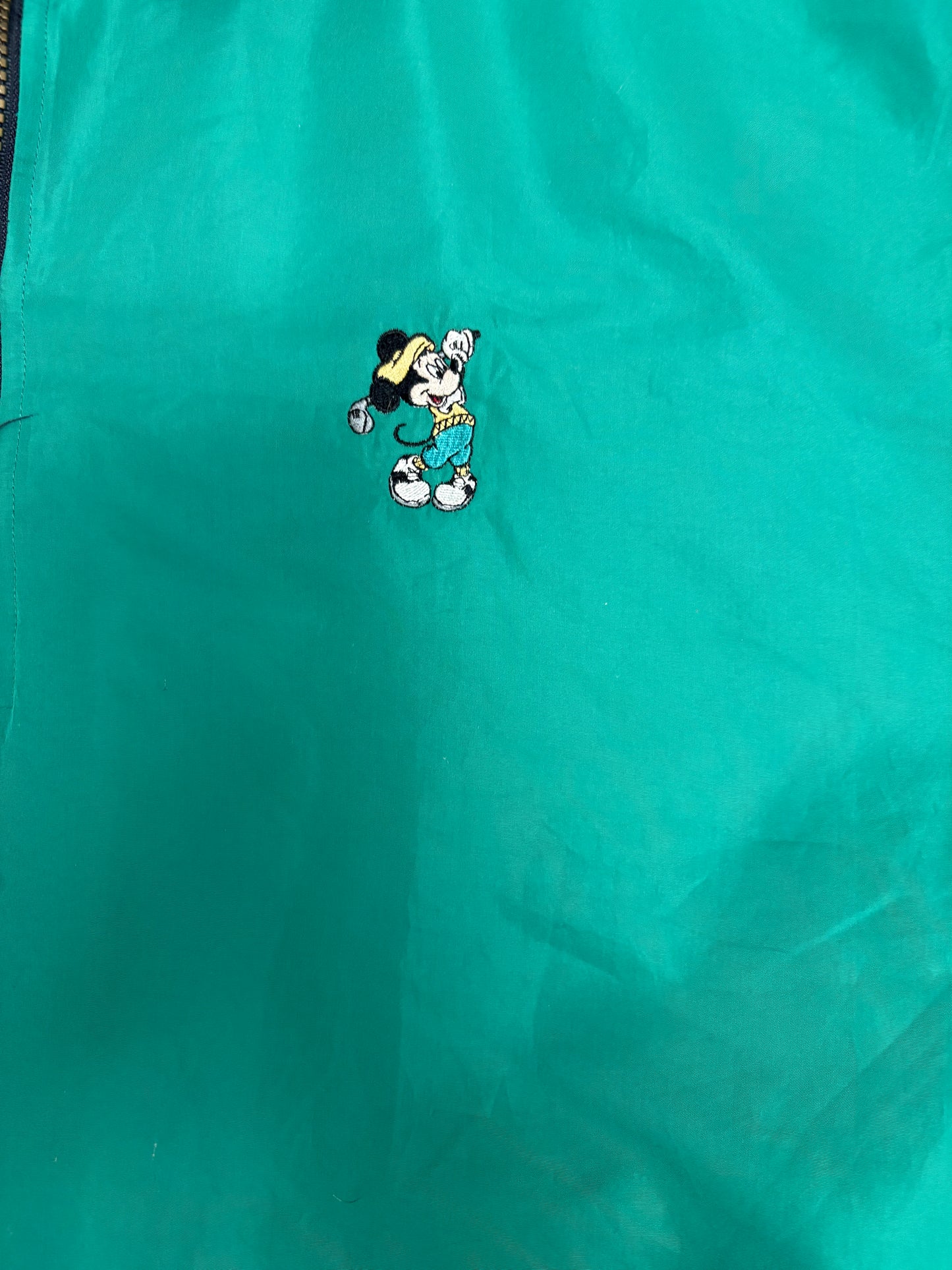 Mickey Mouse Golfing Embroidered Graphic Windbreaker | Size XX-Large | Vintage 1990s Promotional Green Jacket |