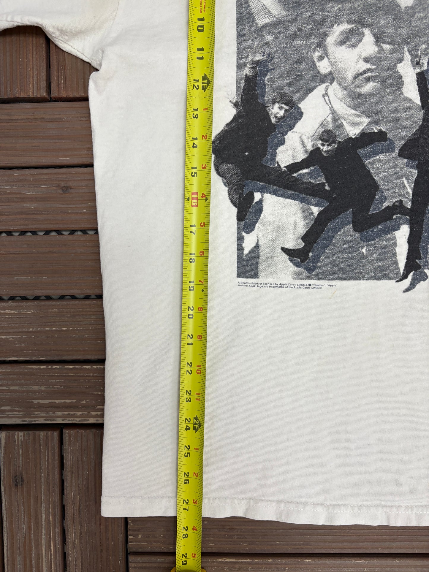 The Beatles Jumping Pose Graphic Tee | Size X-Large | Vintage 1990s Rock Band Music White T-Shirt |