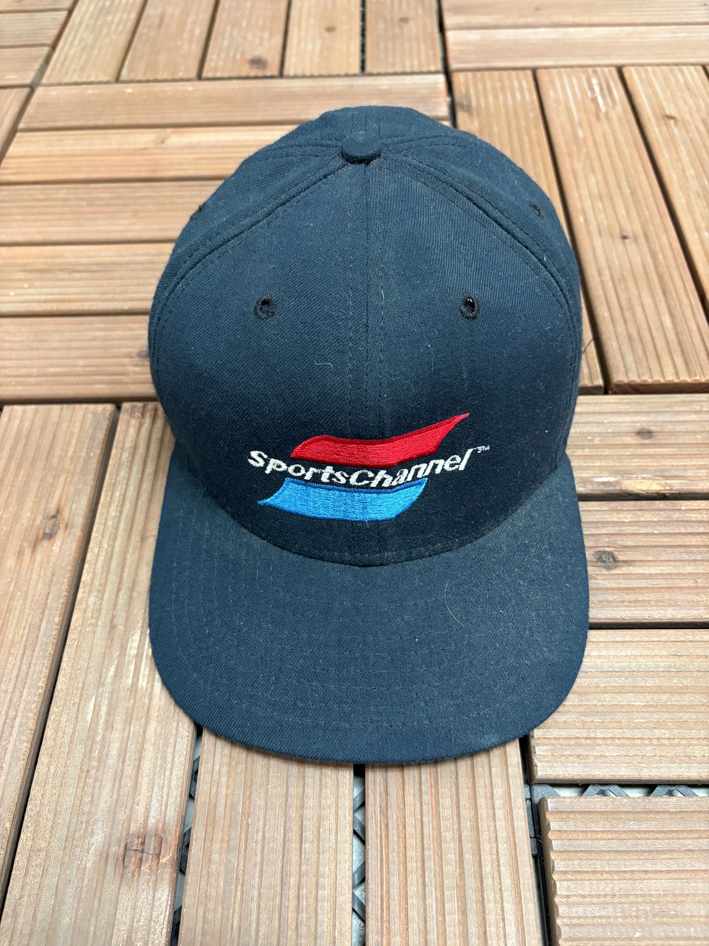 Sports Channel Embroidered Graphic Hat | Snap Back | Vintage 1990s Promotional Blue Cap |