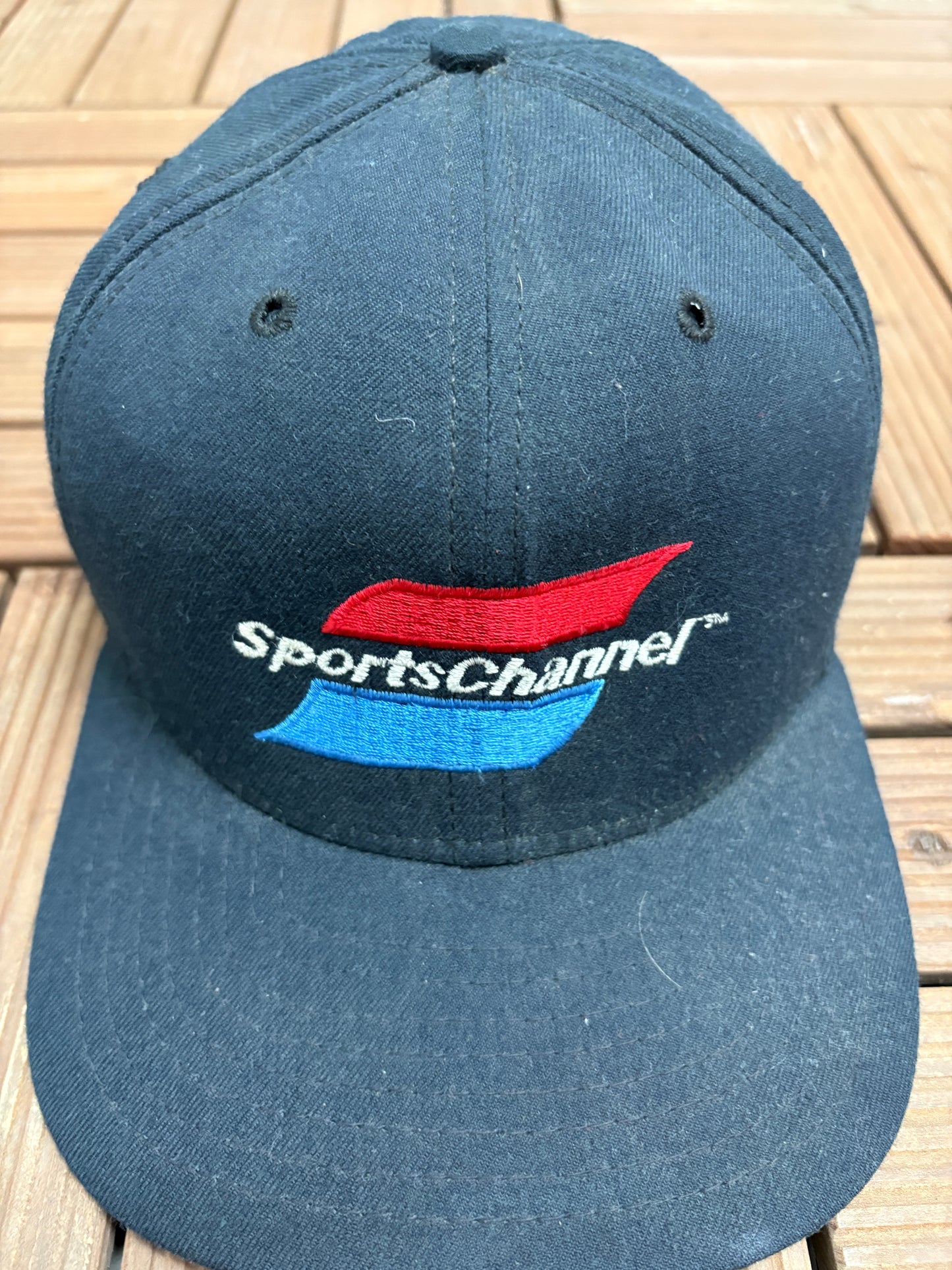 Sports Channel Embroidered Graphic Hat | Snap Back | Vintage 1990s Promotional Blue Cap |