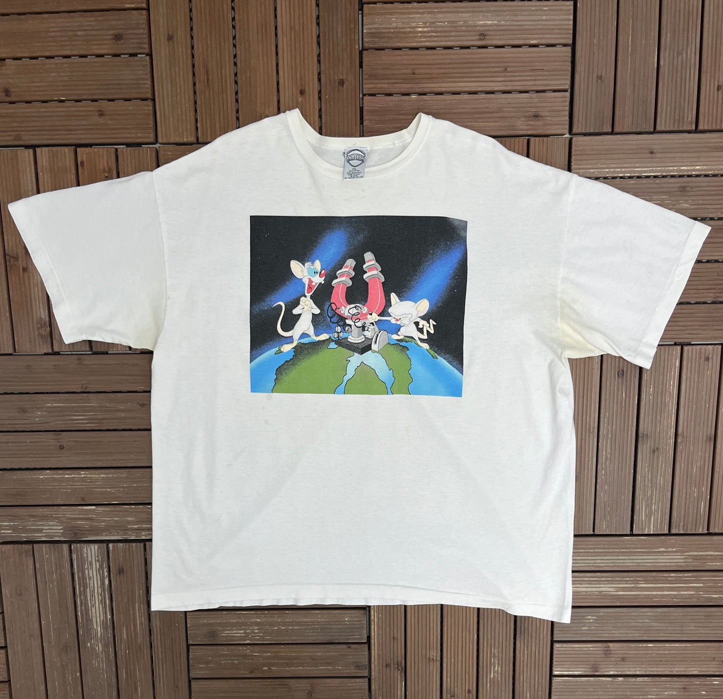 Animaniacs Pinky & The Brain Graphic Tee | Size XX-Large | Vintage 1990s Cartoon White T-Shirt |
