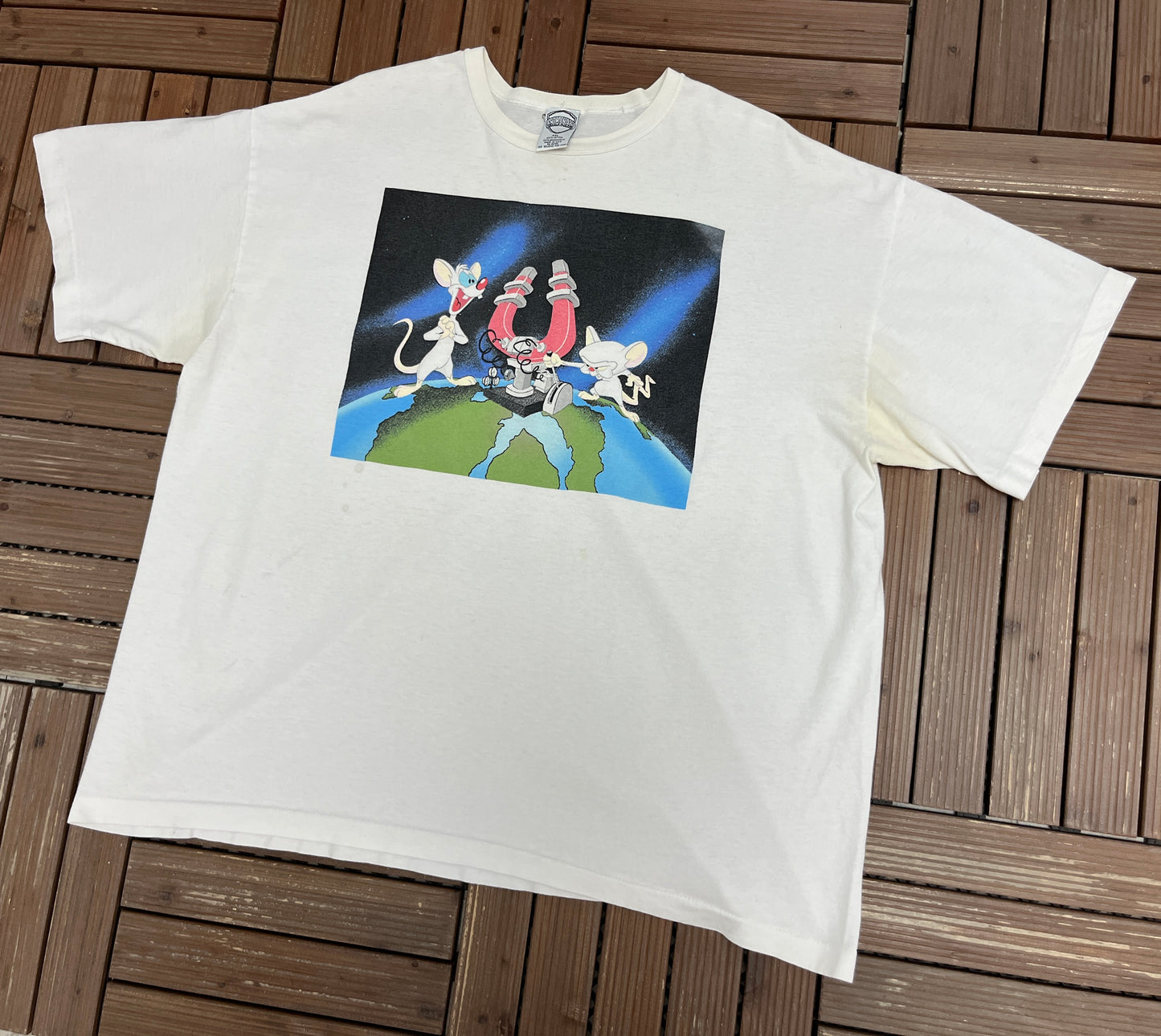 Animaniacs Pinky & The Brain Graphic Tee | Size XX-Large | Vintage 1990s Cartoon White T-Shirt |