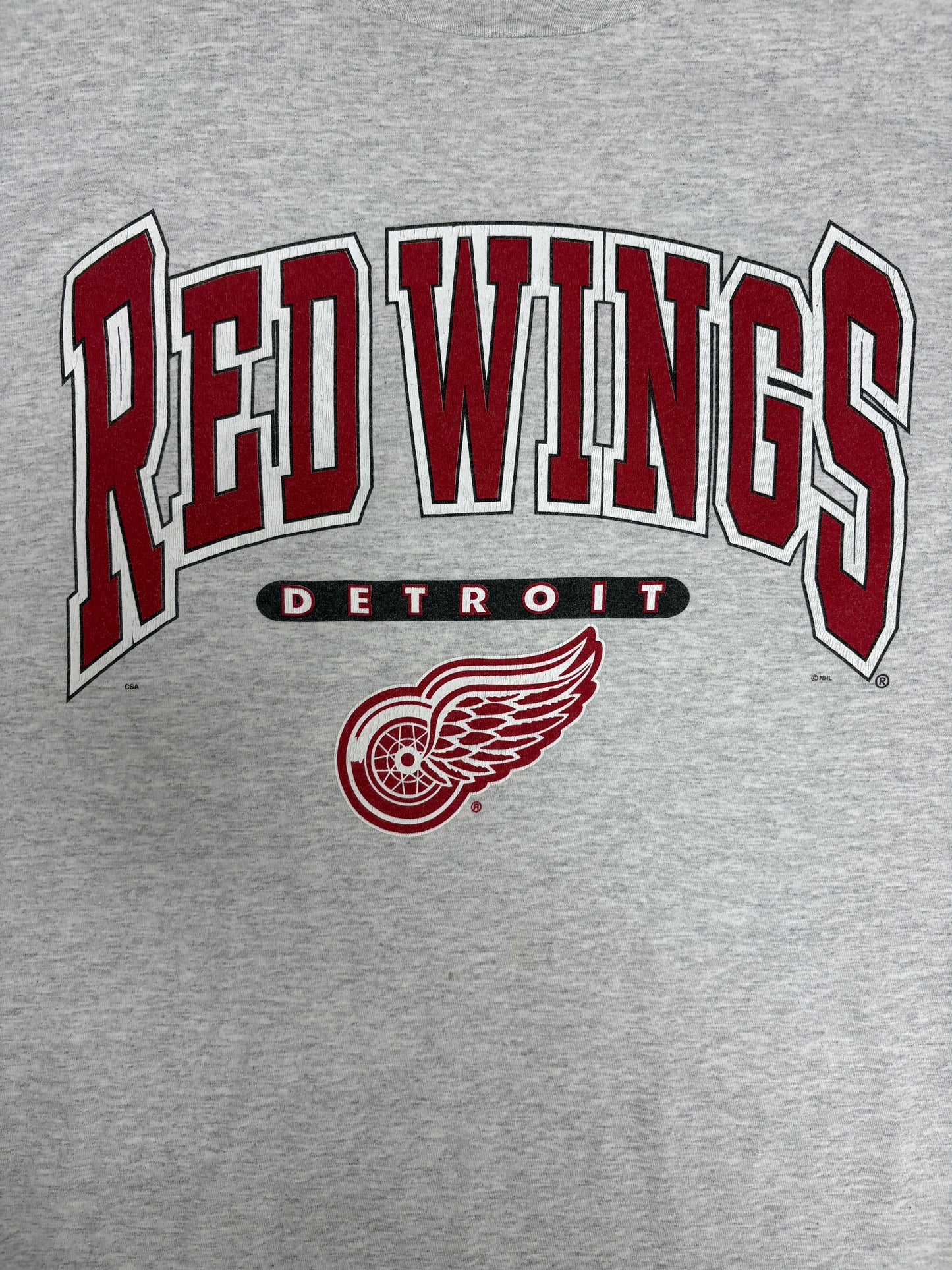 Detroit Red Wings Graphic Tee | Size XX-Large | Vintage 1990s NHL Hockey Grey T-Shirt |