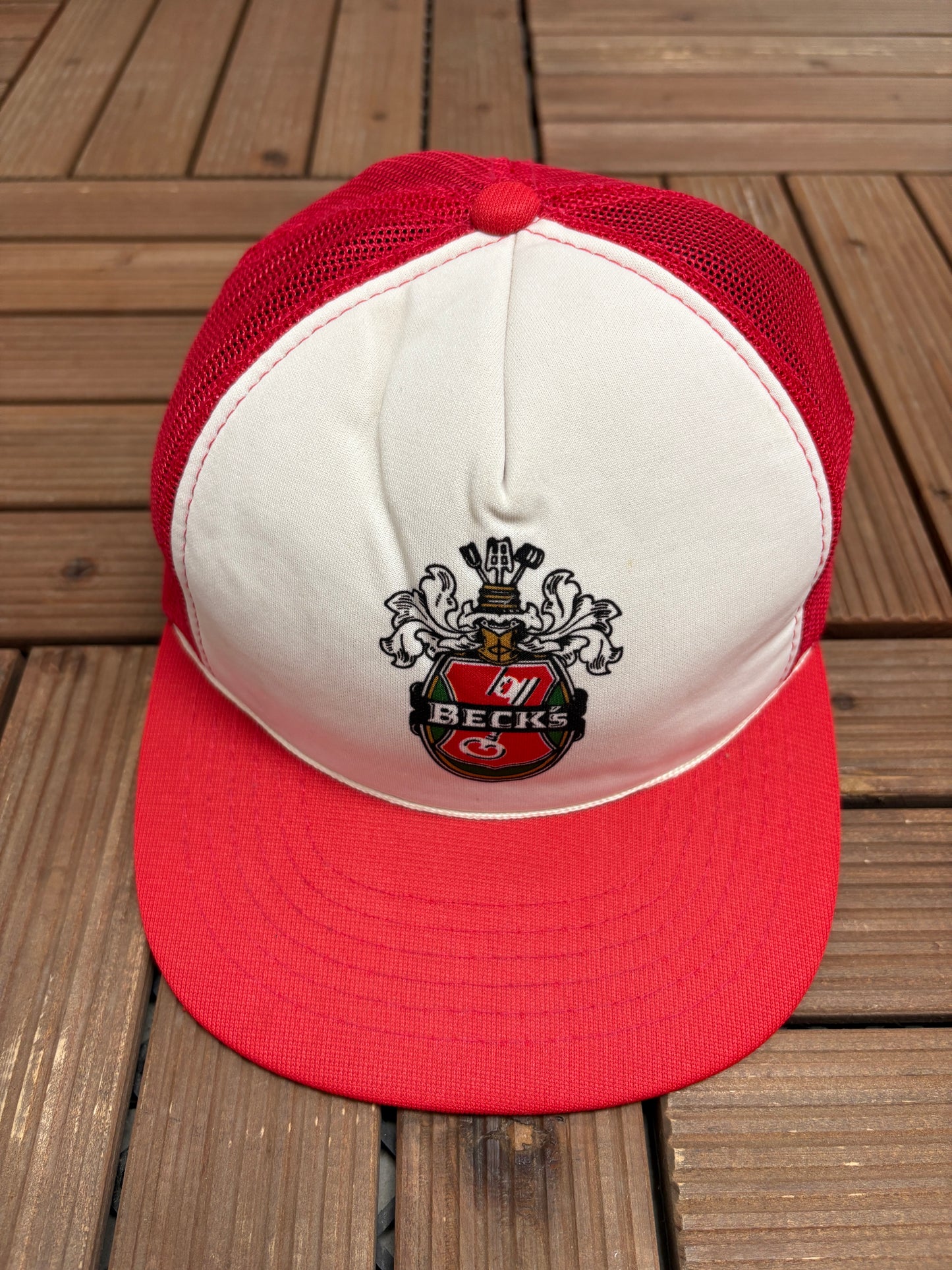 Beck's Brewery Graphic Hat | Snap Back | Vintage 1990s Alcohol Promotional Trucker Cap |