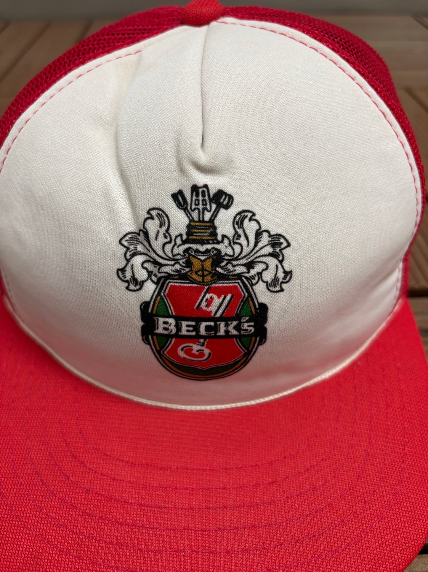 Beck's Brewery Graphic Hat | Snap Back | Vintage 1990s Alcohol Promotional Trucker Cap |