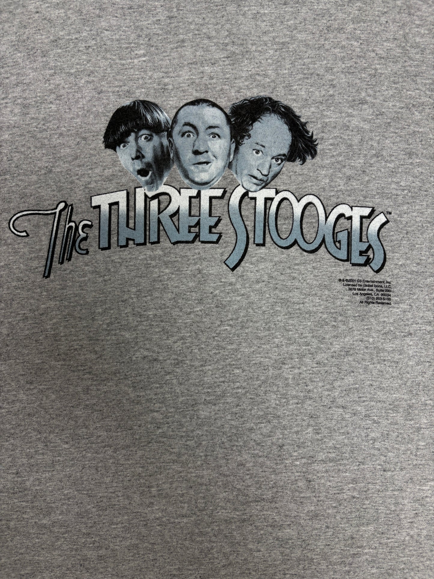 The Three Stooges Graphic Tee | Size XX-Large | Vintage 2000s Promotional Grey T-Shirt |