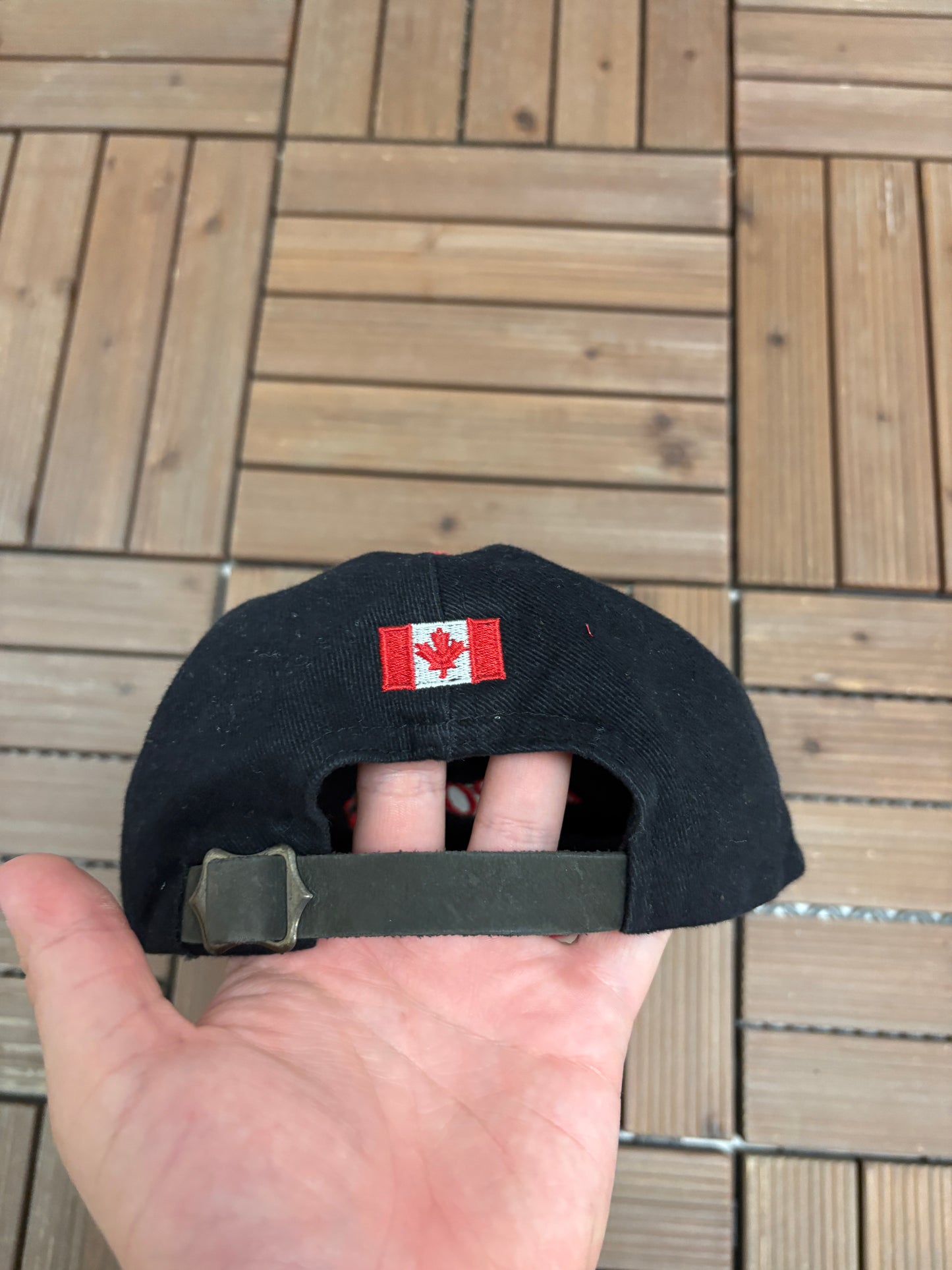 Brooks Embroidered Graphic Hat | Leather Tuck Strap | Vintage 2000s Branded Black Cap |