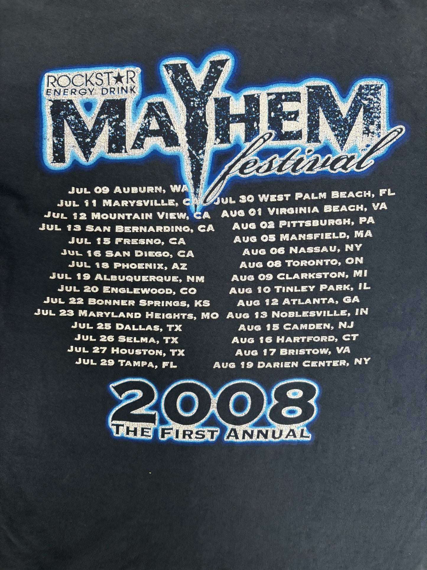 Mayhem First Annual Festival 2008 Graphic Tee | Size Medium | Vintage 2000s Heavy Metal Band Music Black T-Shirt |