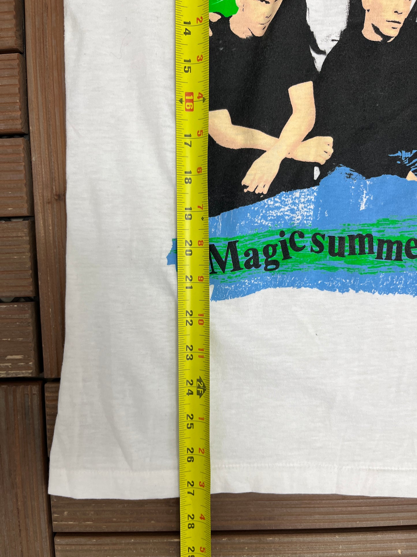 New Kids On The Block Magic Summer Tour 1990 Graphic Tee | Size Medium | Vintage 1990s Boy Band White T-Shirt |
