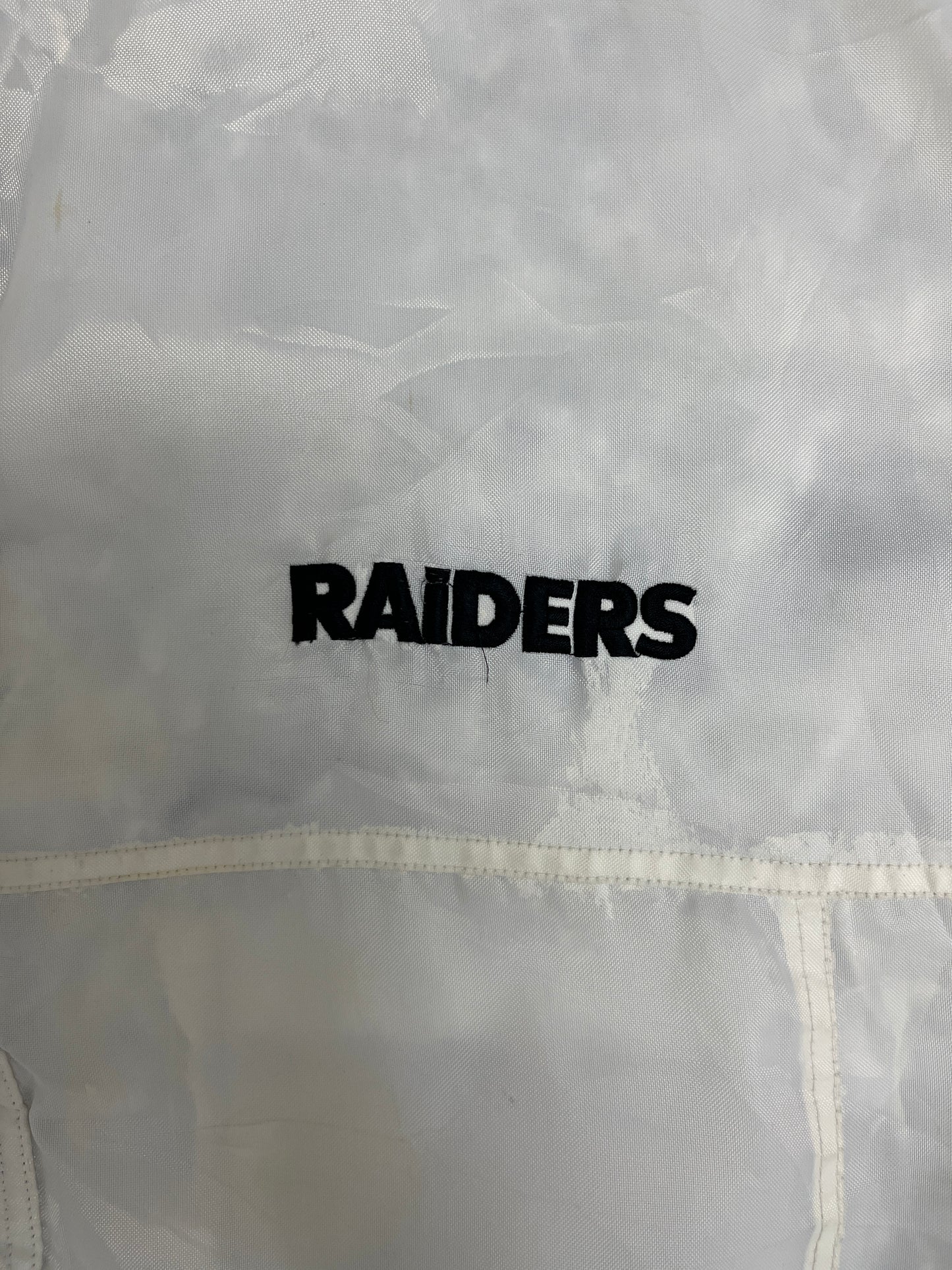 Oakland Raiders Puffer Jacket | Size XX-Large | Vintage 1990s NFL Football White Jacket |