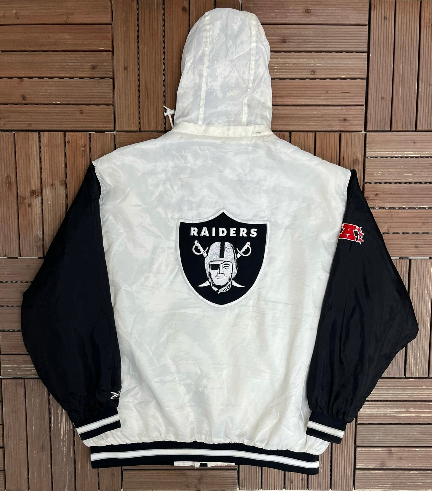 Oakland Raiders Puffer Jacket | Size XX-Large | Vintage 1990s NFL Football White Jacket |