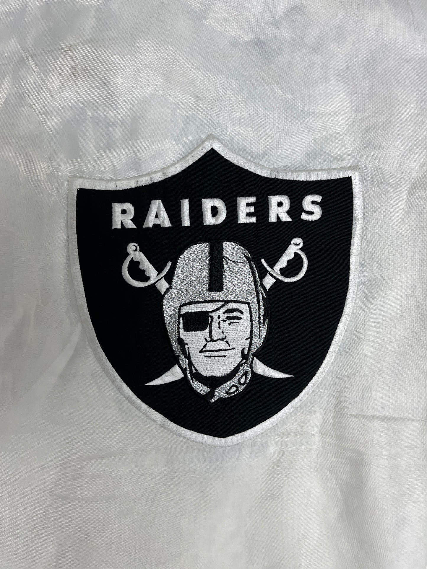 Oakland Raiders Puffer Jacket | Size XX-Large | Vintage 1990s NFL Football White Jacket |