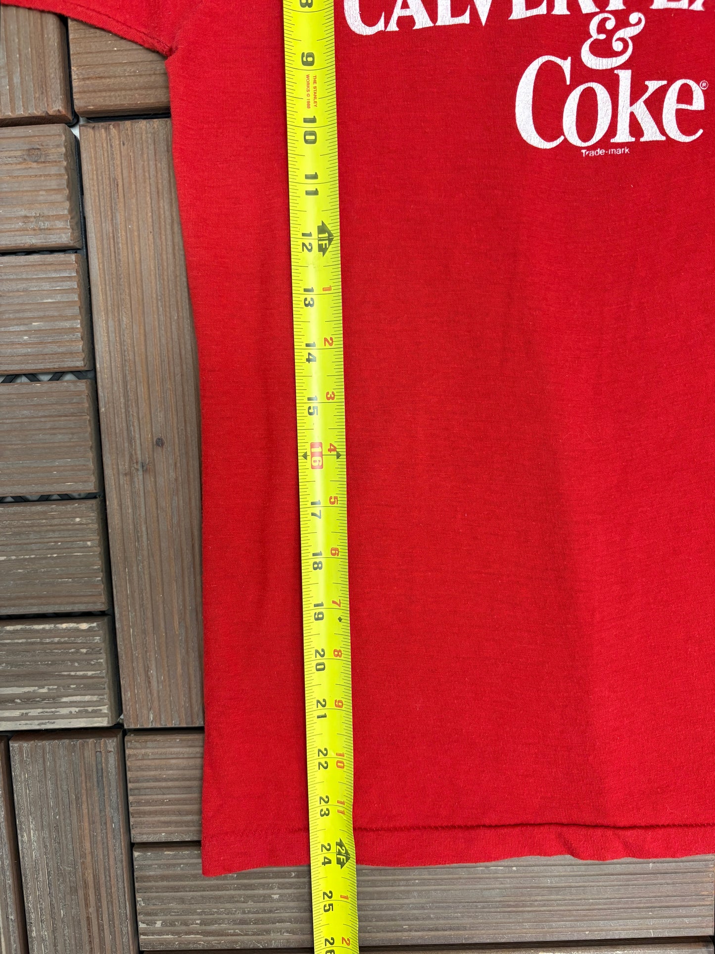 Enjoy Calvert Extra & Coke Graphic Tee | Size Small | Vintage 1980s Promotional Red T-Shirt |