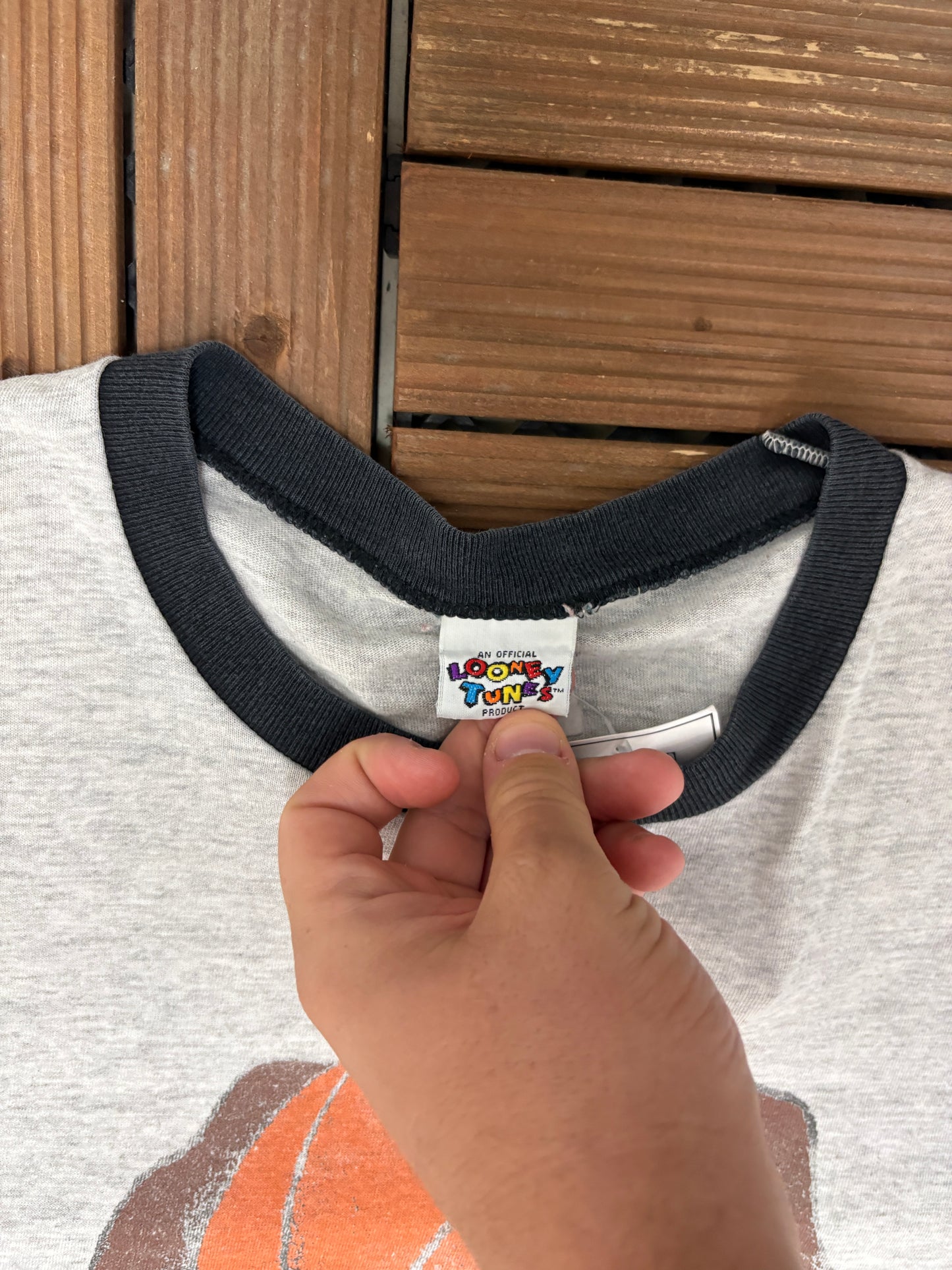 Taz Look Out I'm In A Foul Mood Graphic Tee | Size X-Large | Vintage 1990s Cartoon Grey T-Shirt |