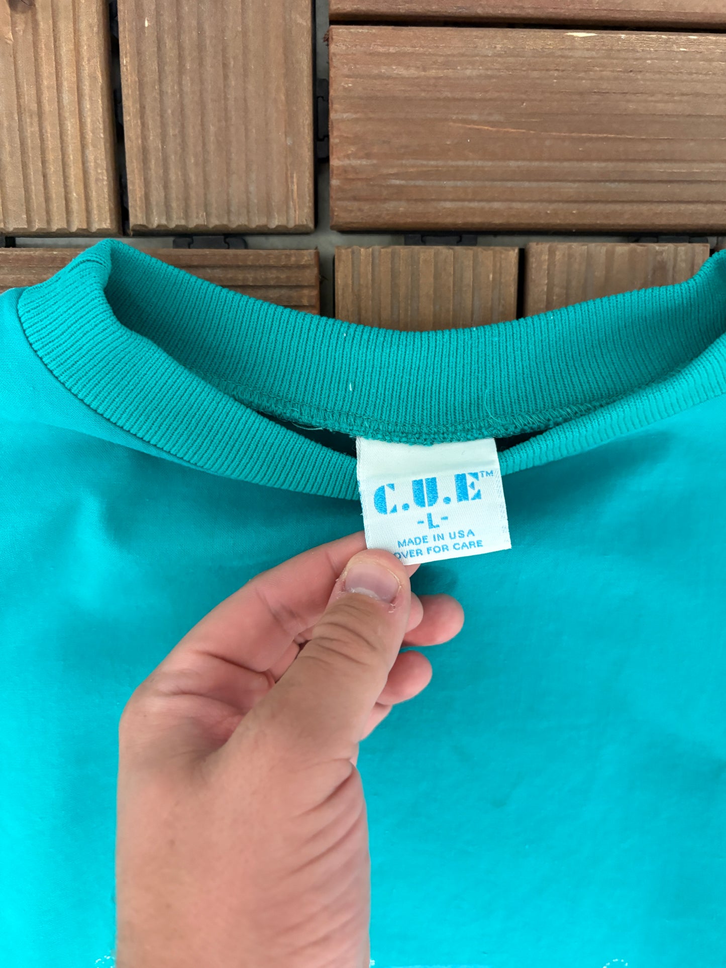 Cross Country Running Graphic Crewneck | Size Large | Vintage 1990s Teal Promotional Sweater |