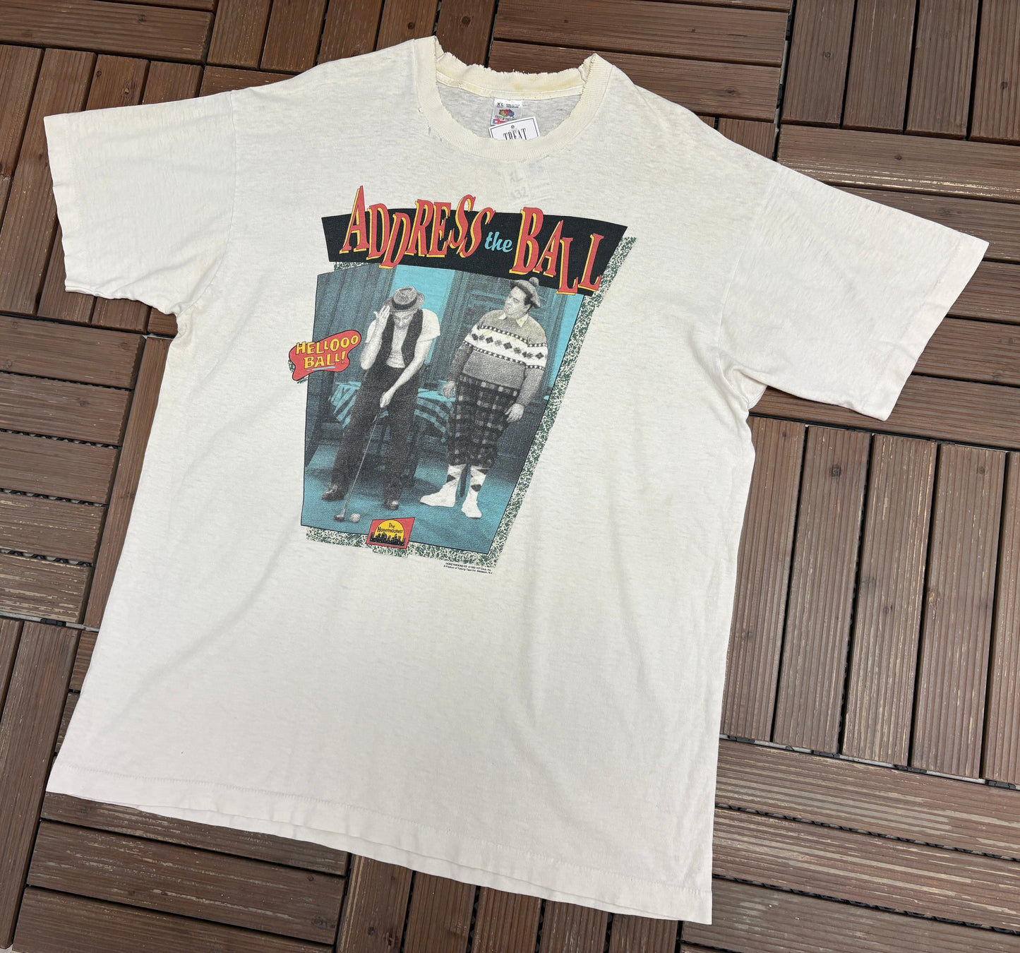 The Honeymooners Address The Ball Graphic Tee | Size X-Large | Vintage 1990s Promotional Television White T-Shirt |