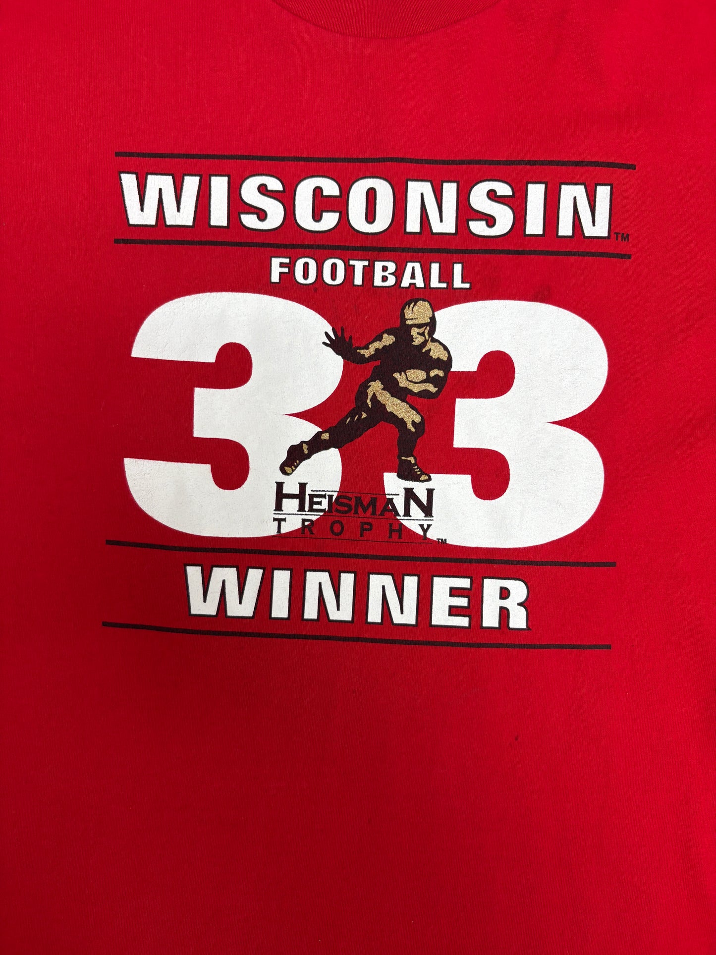 Wisconsin Badgers Ron Dayne Heisman Graphic Tee | Size Large | Vintage 1990s College Red Long Sleeve |