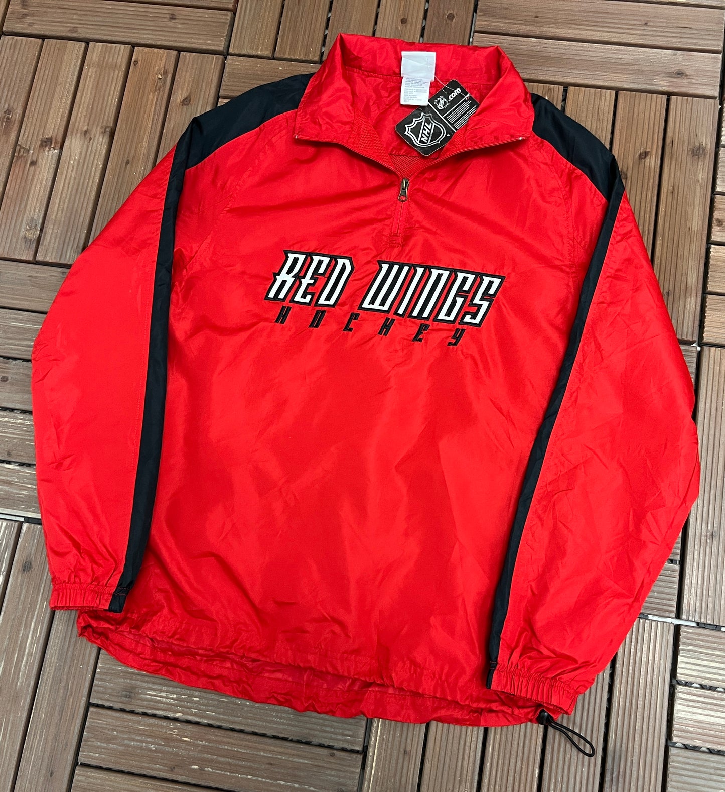 Detroit Red Wings Graphic Windbreaker | Size Small | Vintage 2000s NHL Hockey Red Jacket |
