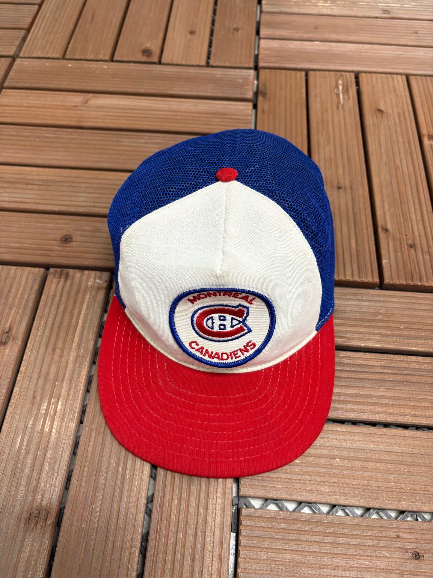 Montreal Canadiens Stitched Graphic Hat | Snap Back | Vintage 1990s NHL Hockey White Cap |